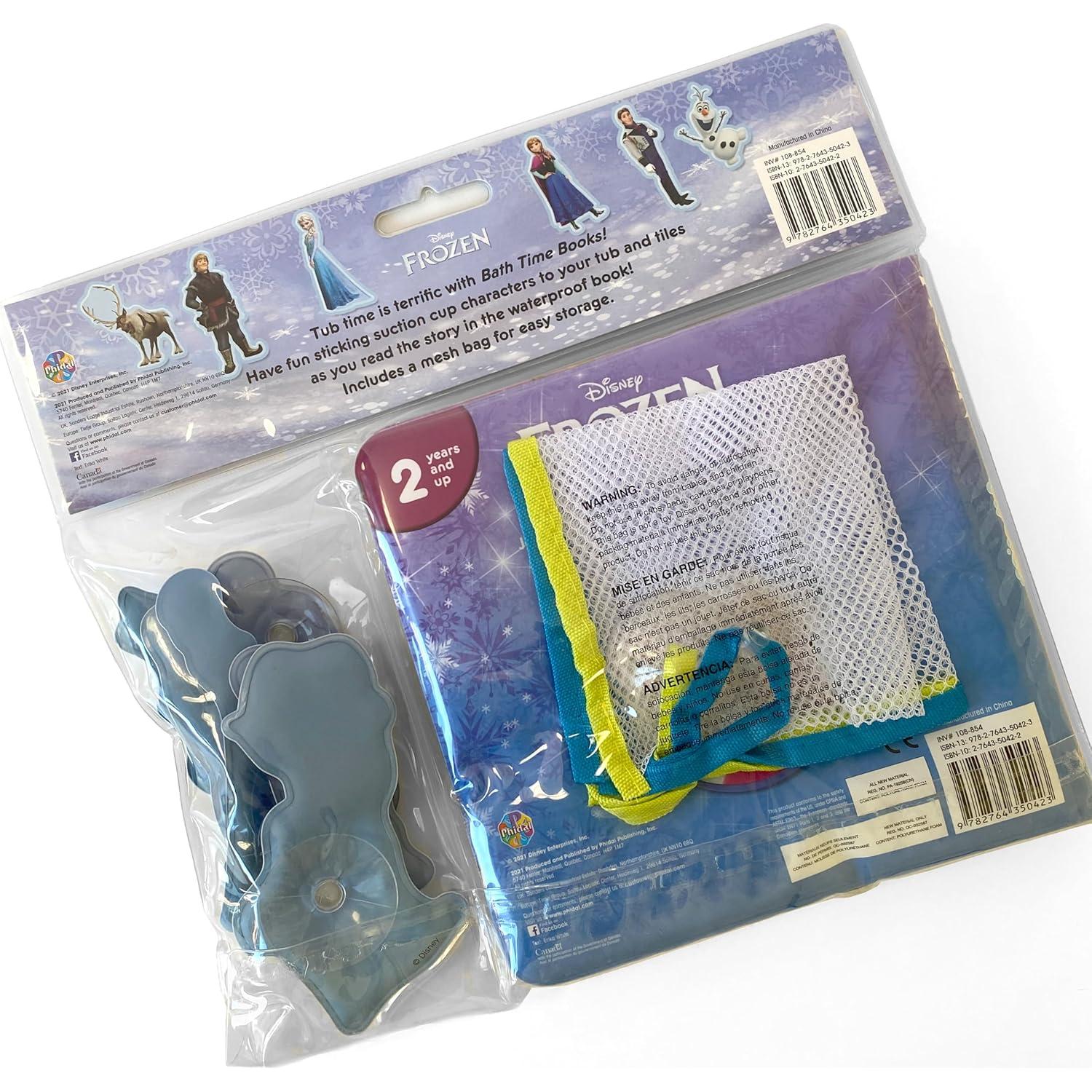 Disney Frozen Bath Time Books - Activity Books for kids, Bath book, 6 Padded suction cups, 1 Mesh bag