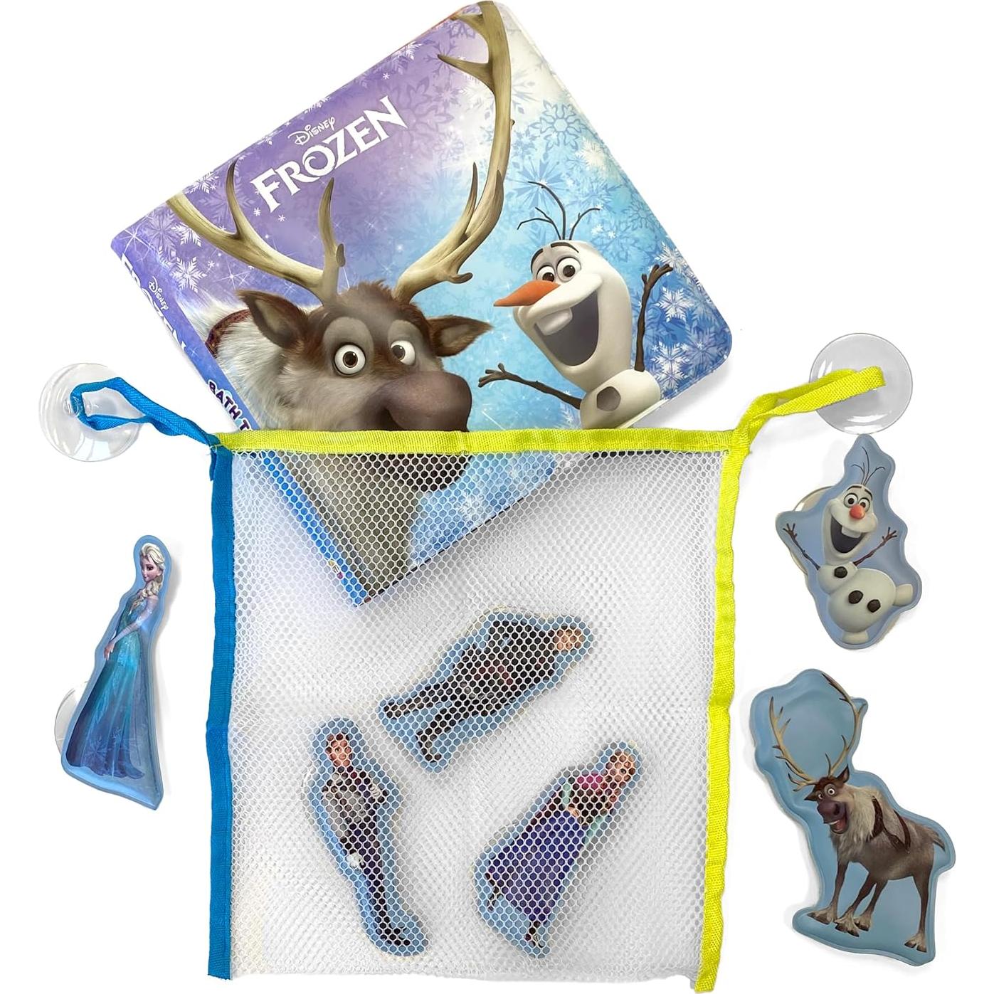 Disney Frozen Bath Time Books - Activity Books for kids, Bath book, 6 Padded suction cups, 1 Mesh bag