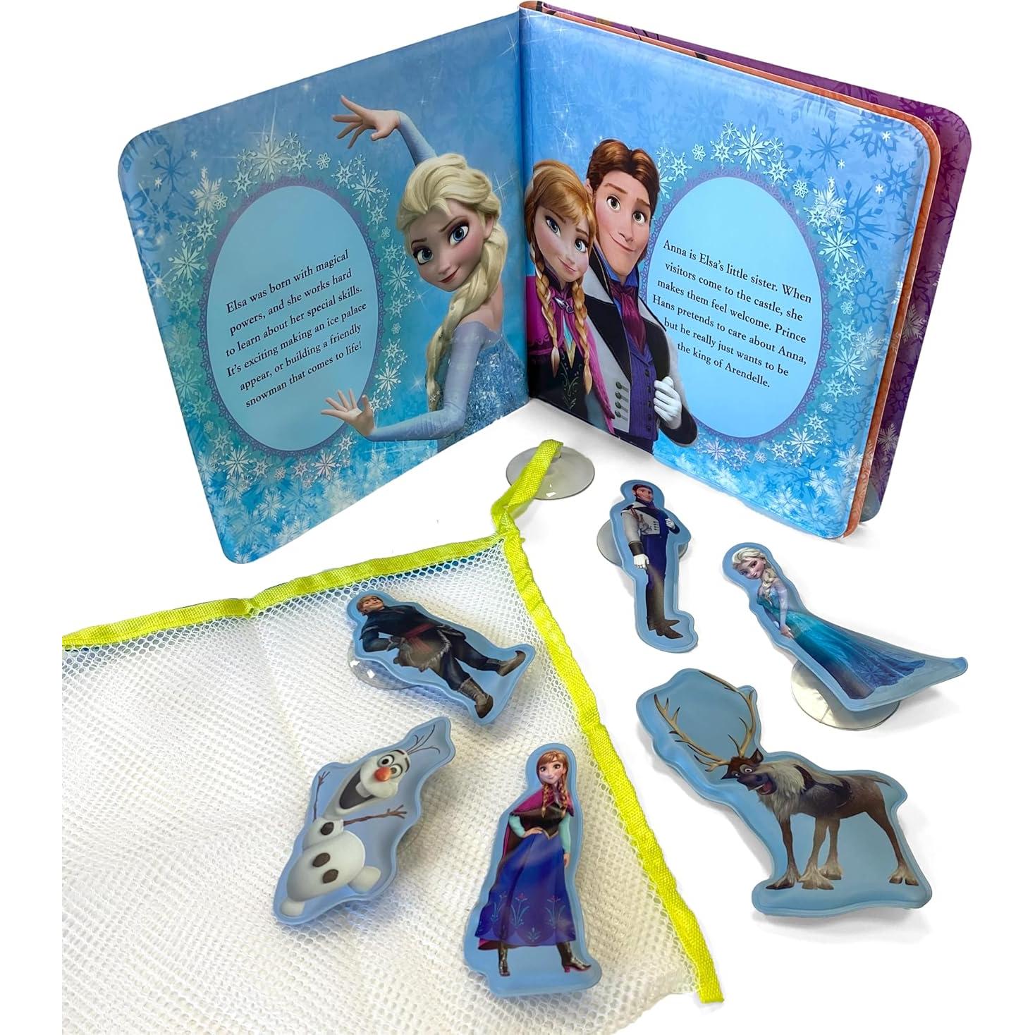 Disney Frozen Bath Time Books - Activity Books for kids, Bath book, 6 Padded suction cups, 1 Mesh bag