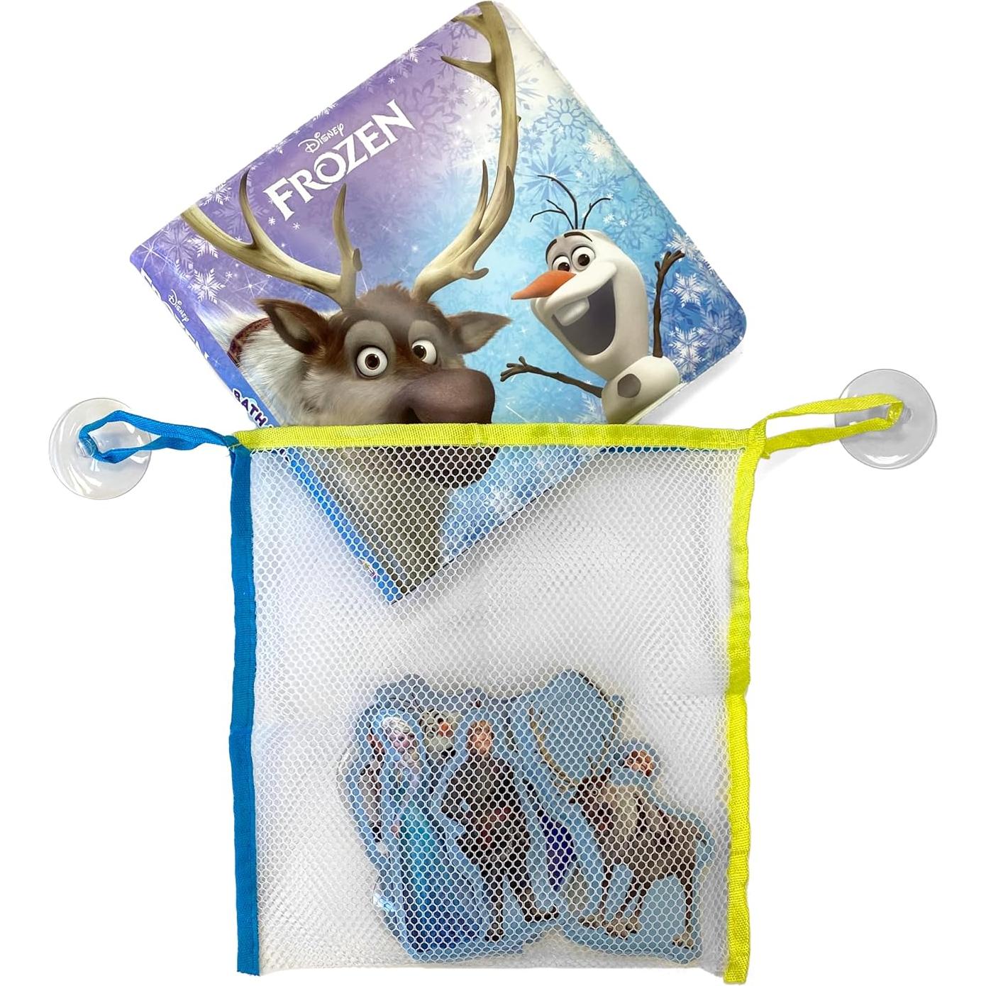 Disney Frozen Bath Time Books - Activity Books for kids, Bath book, 6 Padded suction cups, 1 Mesh bag