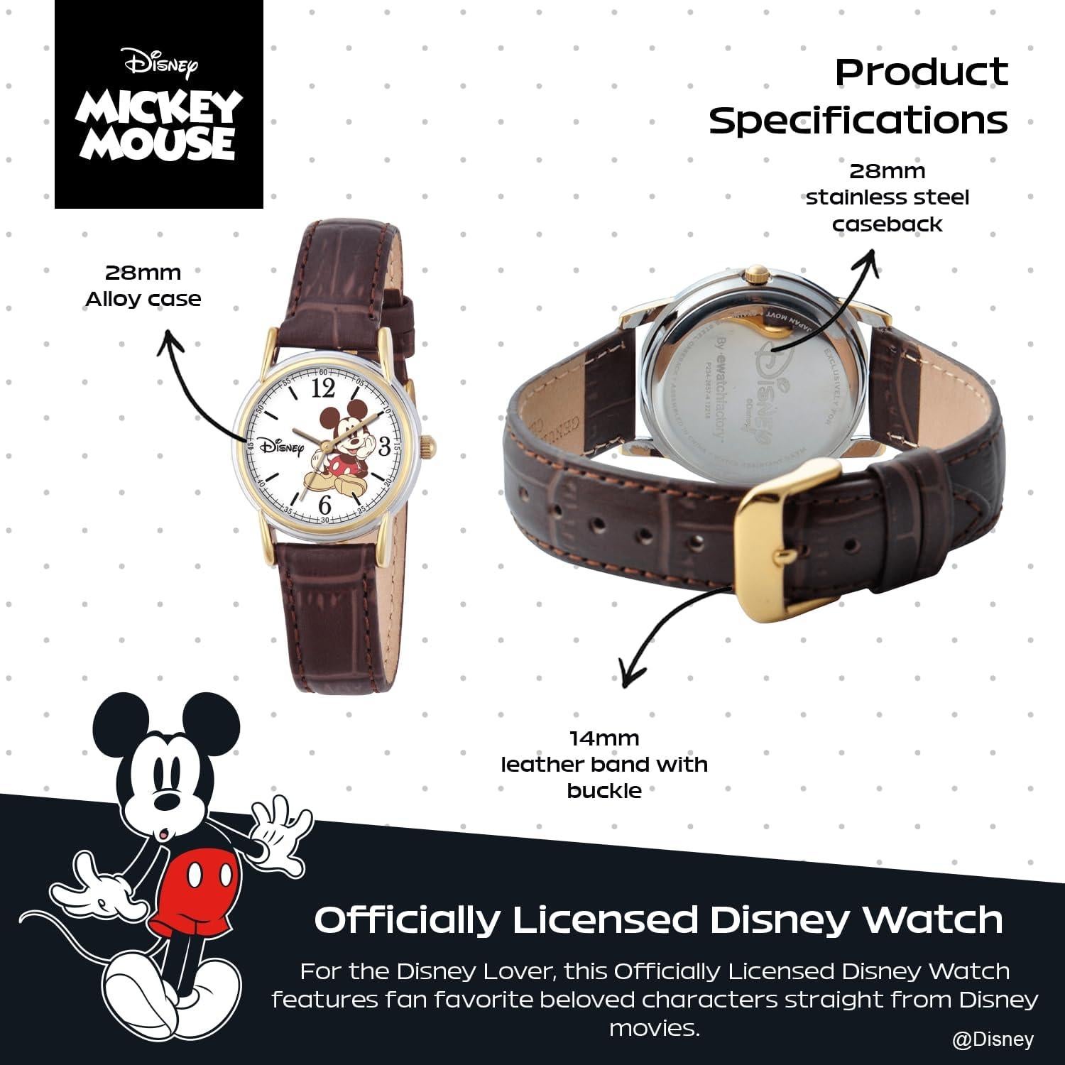 Reloj Mickey Mouse Vintage para Mujeres - Caja Dorada 28mm