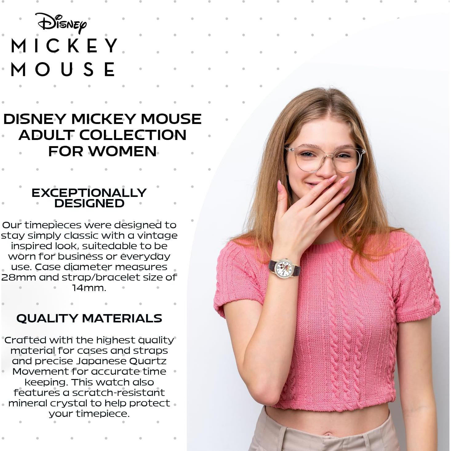 Reloj Mickey Mouse Vintage para Mujeres - Caja Dorada 28mm