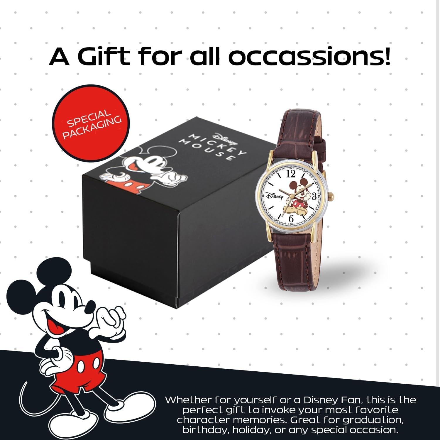 Reloj Mickey Mouse Vintage para Mujeres - Caja Dorada 28mm