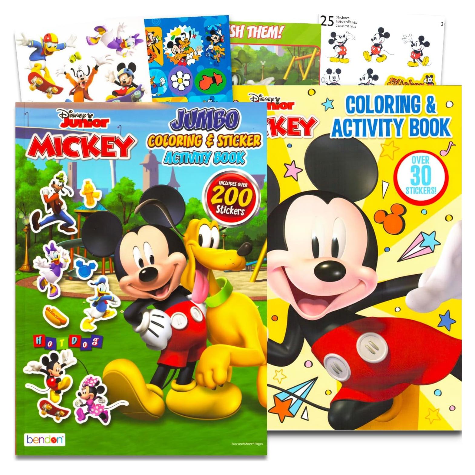Set de Libros para Colorear Mickey Mouse - 2 Libros + 200 Stickers