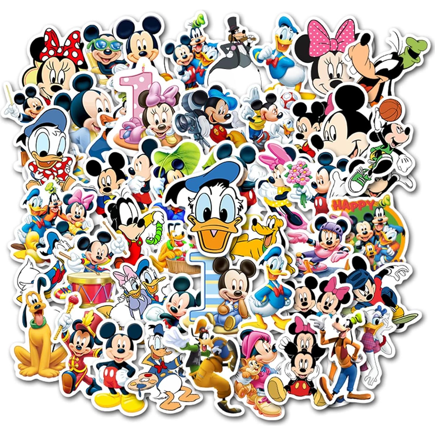 50 Calcomanías Mickey Mouse Disney Impermeables para Laptop y Más