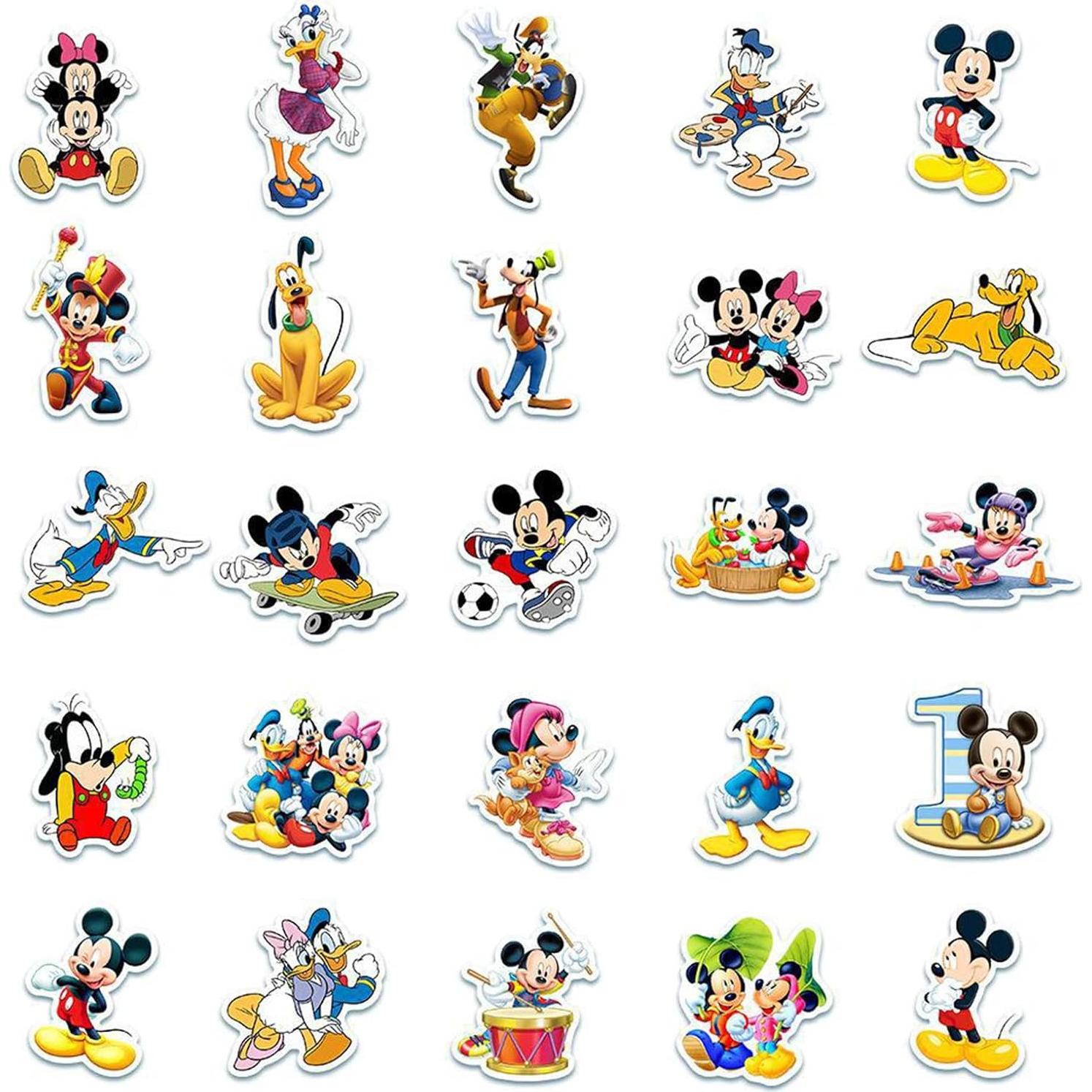 50 Calcomanías Mickey Mouse Disney Impermeables para Laptop y Más
