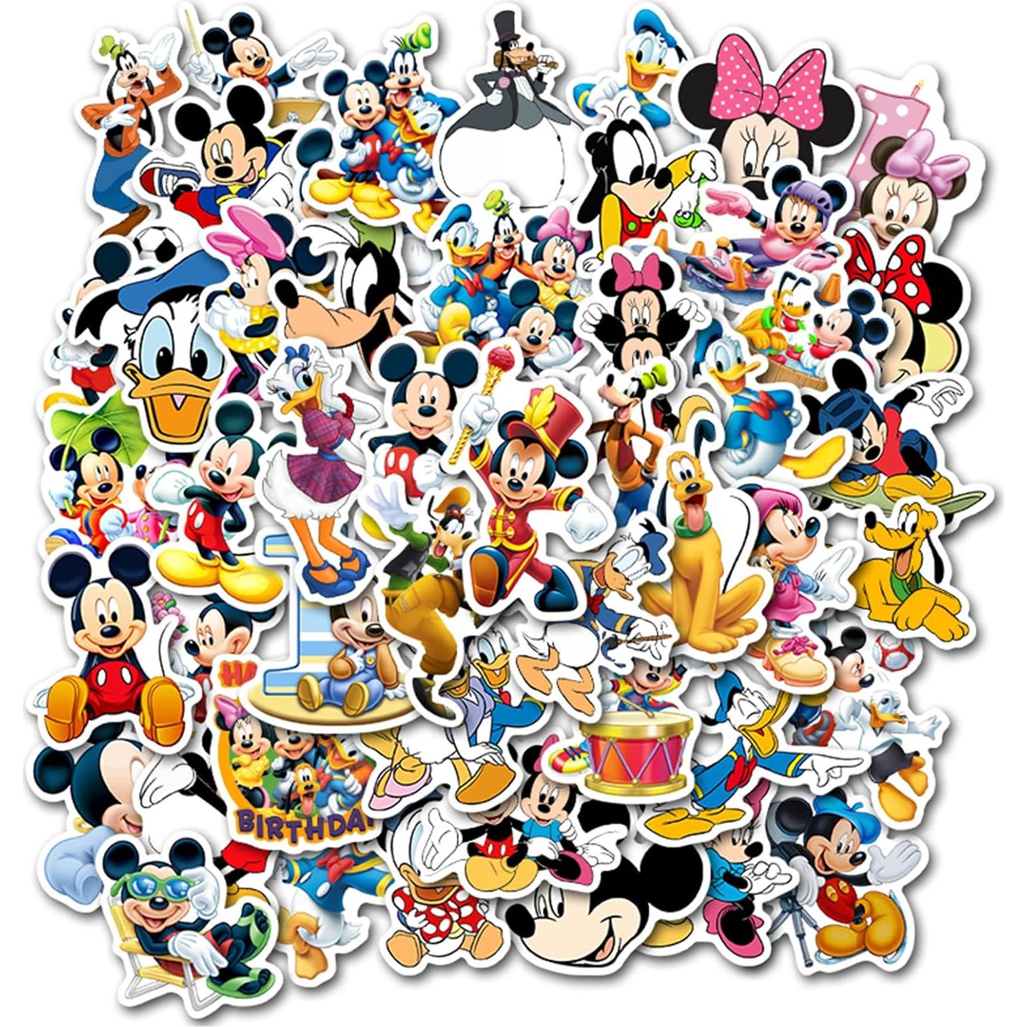 50 Calcomanías Mickey Mouse Disney Impermeables para Laptop y Más