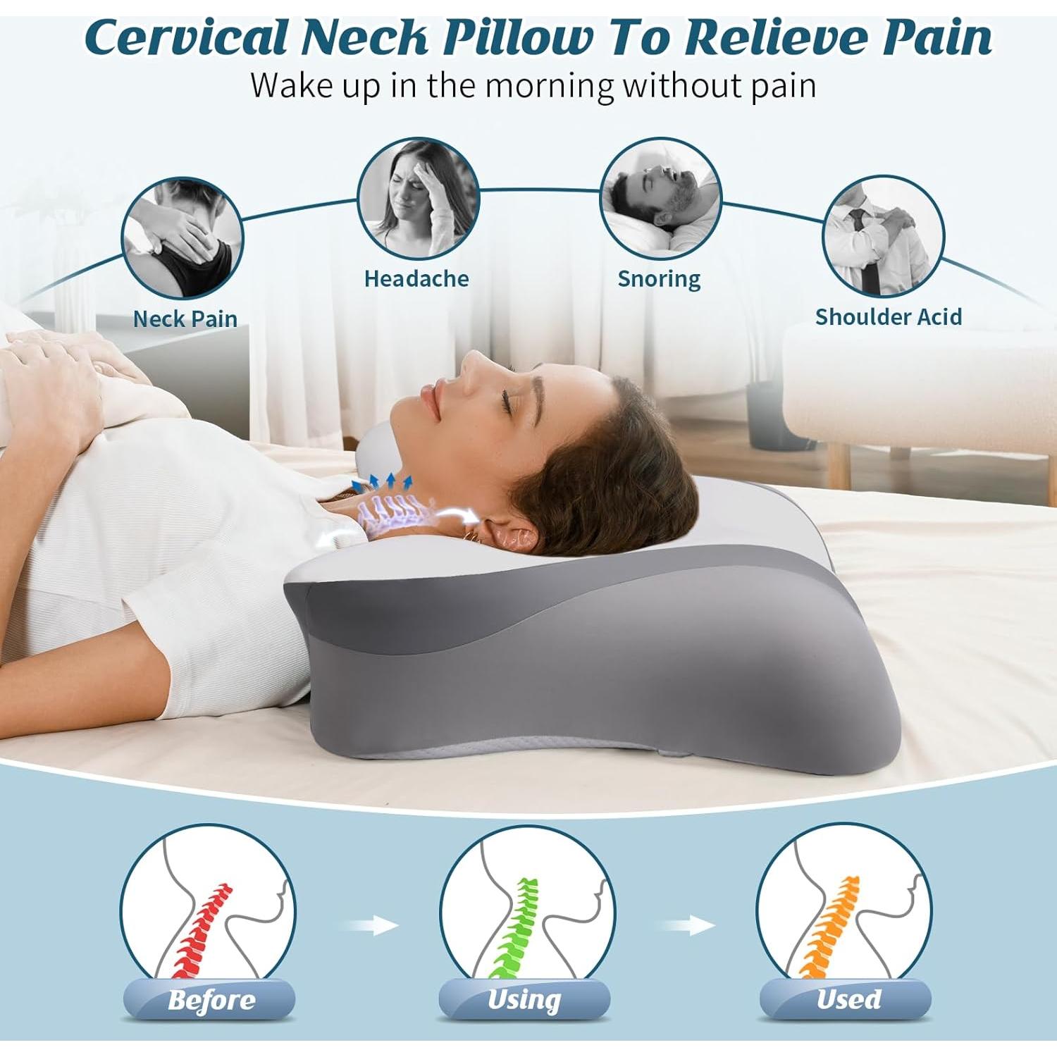 Almohada Cervical Crisgo Ergonómica Espuma Viscoelástica 69x42cm