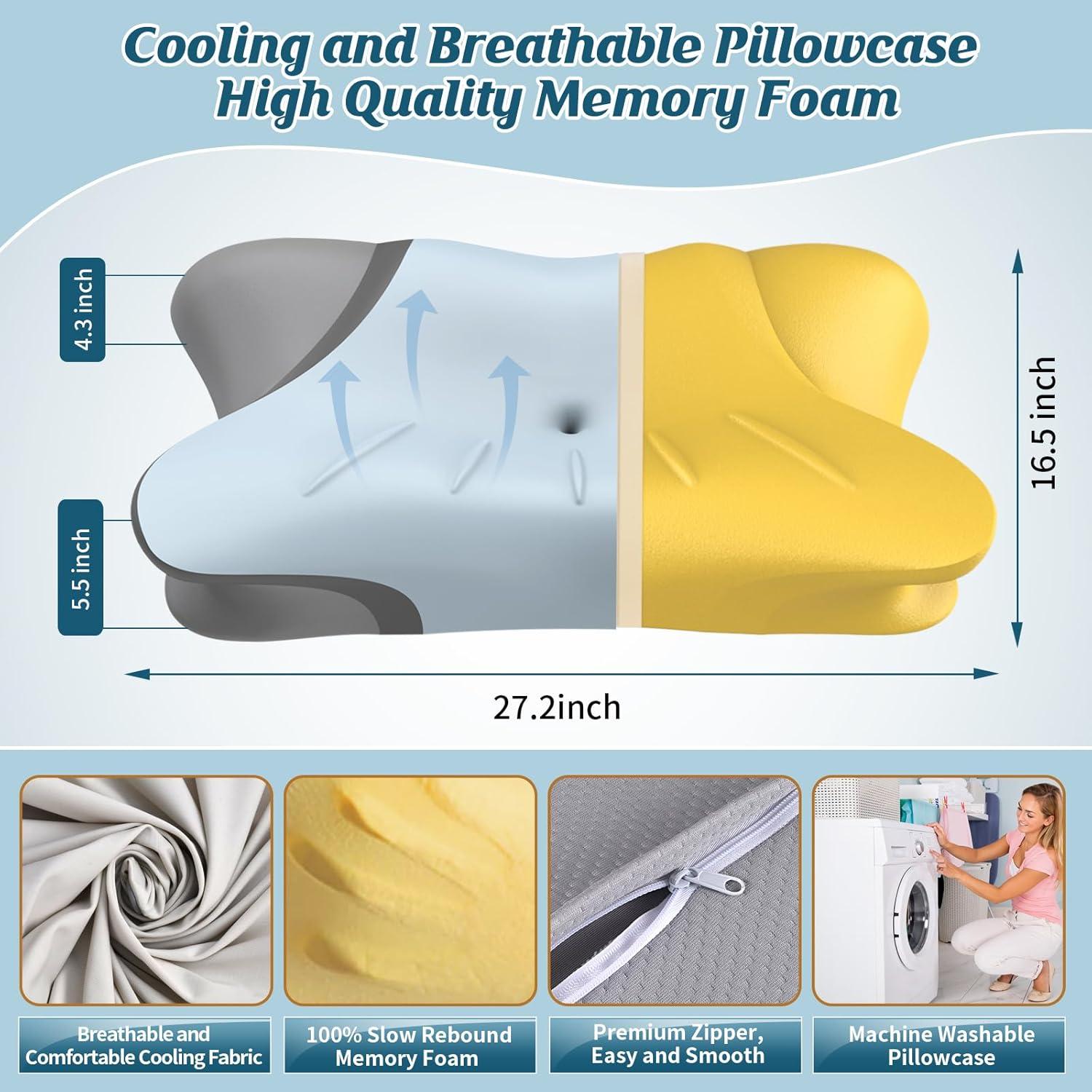 Almohada Cervical Crisgo - Espuma Viscoelástica Refrigerante 69x42cm