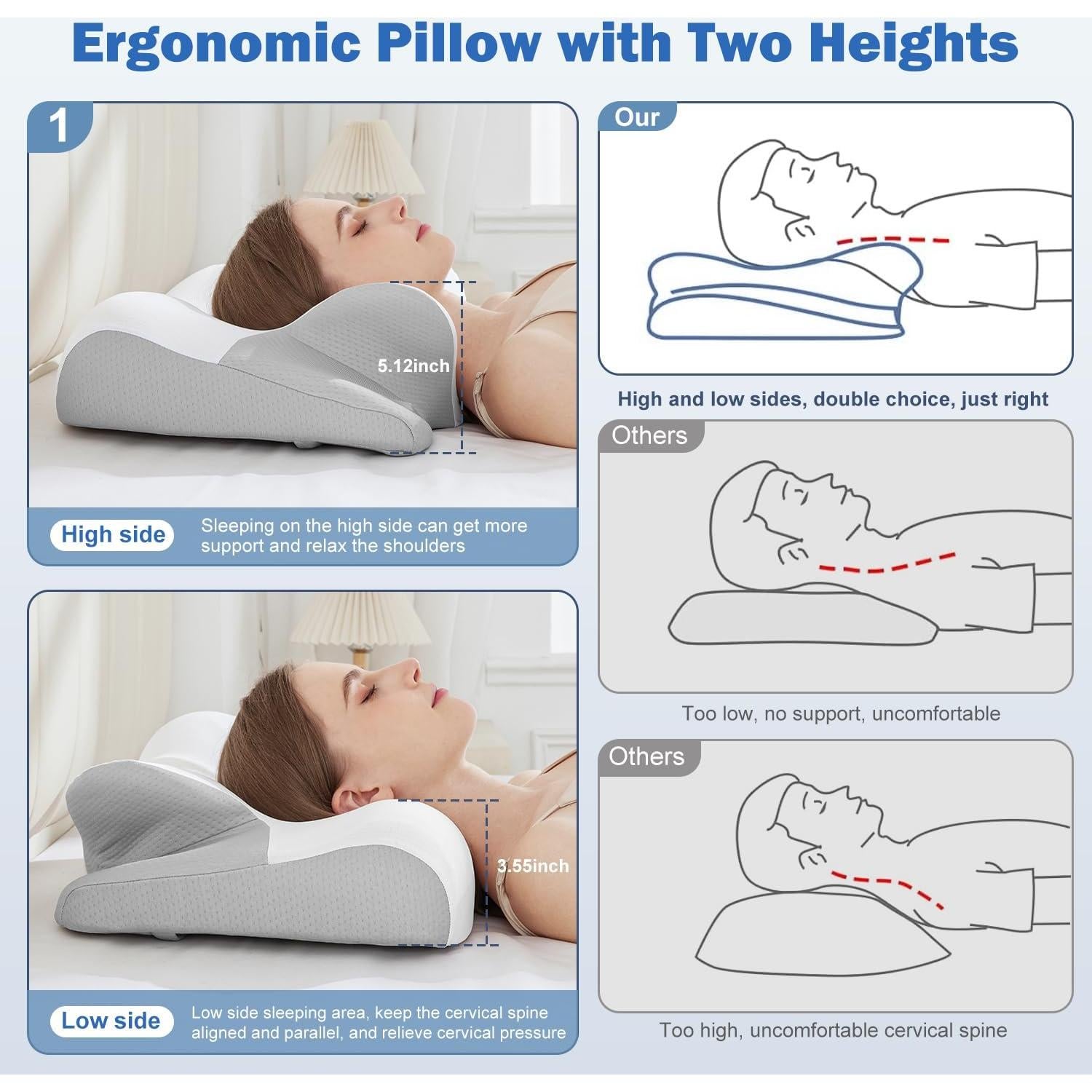 Almohada Cervical Ergonomica Freevary JK-251 Espuma Memoria
