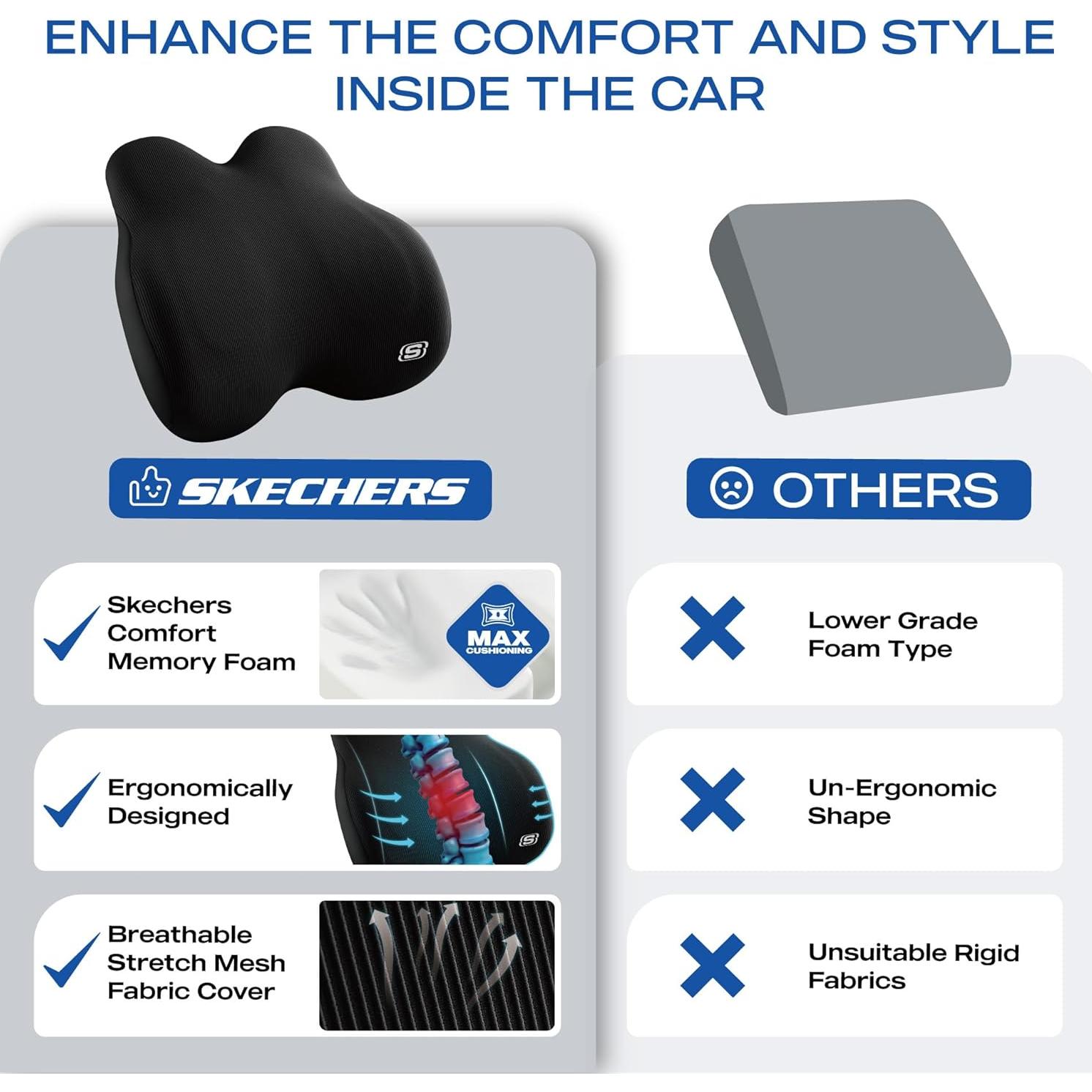 Almohada Lumbar Espuma con Memoria Skechers Negro 41x23cm