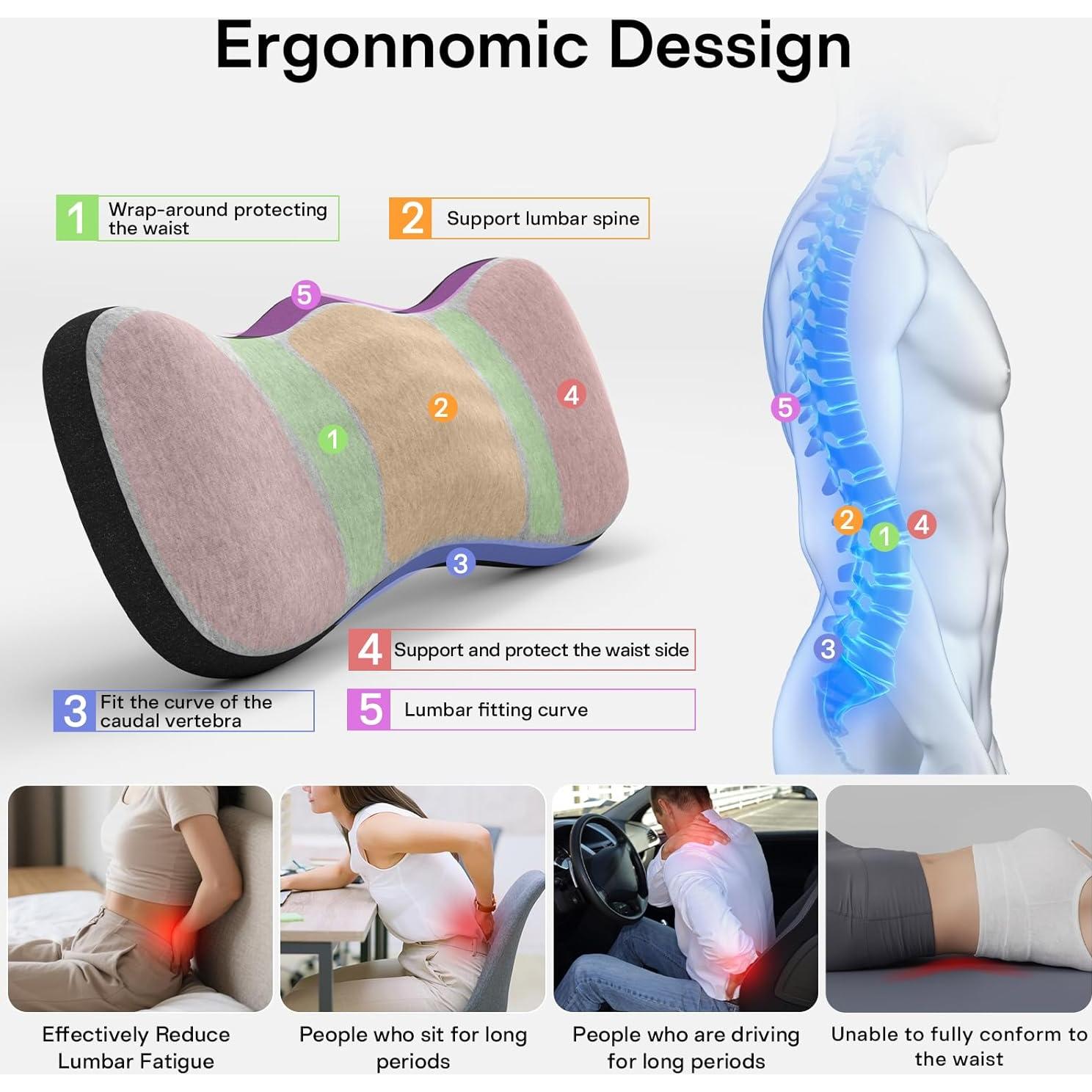 Cojín Lumbar Viscoelástico Forcanby P5103 Gris Negro