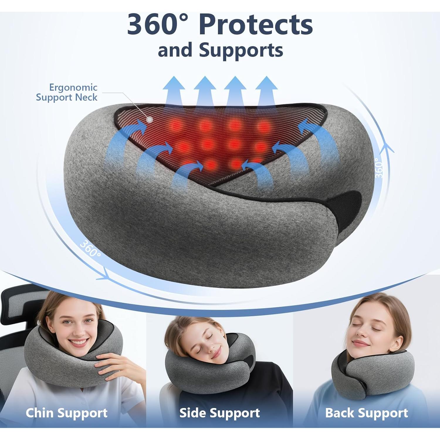 Almohada de Viaje Purroch Yate-Uxz Gris Oscuro Espuma Memoria