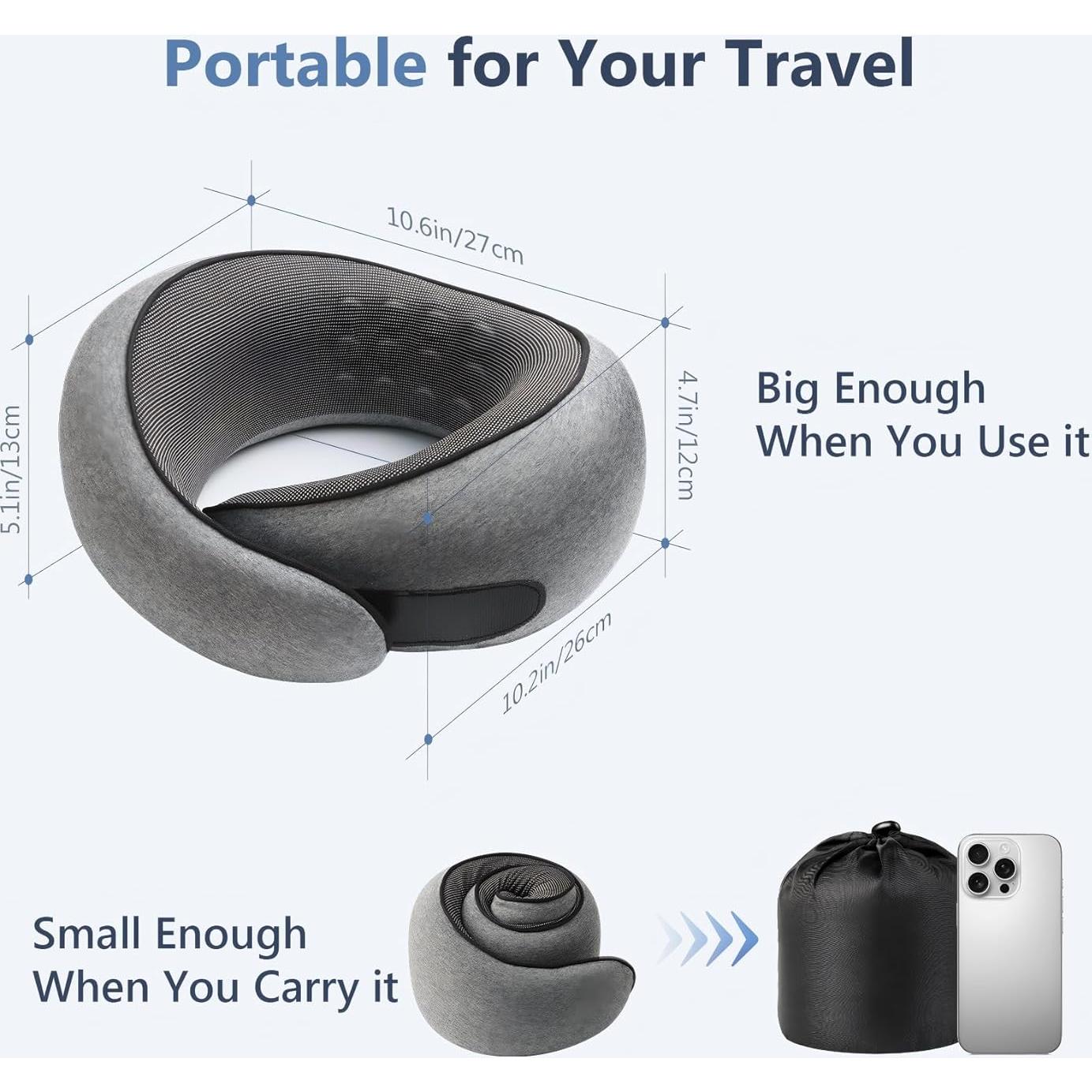 Almohada de Viaje Purroch Yate-Uxz Gris Oscuro Espuma Memoria