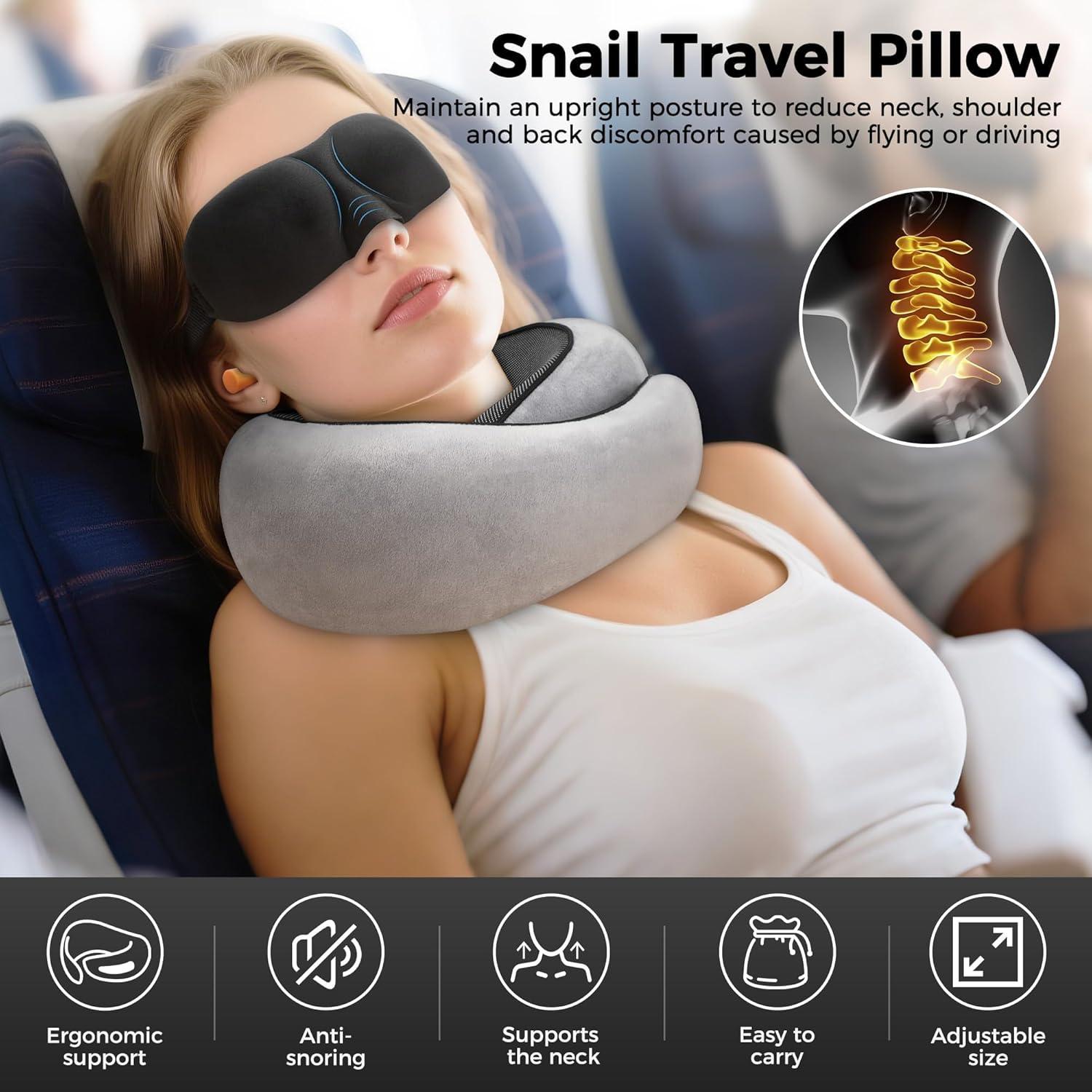 Almohada de Viaje Ergonomica HiztoBlo 100% Espuma de Memoria