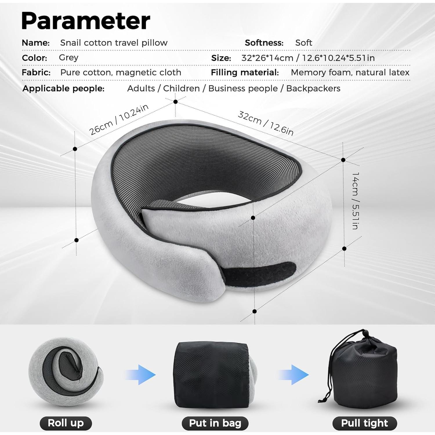 Almohada de Viaje Ergonomica HiztoBlo 100% Espuma de Memoria