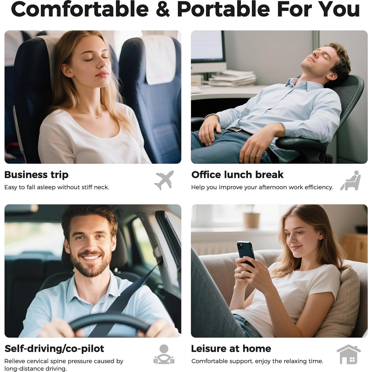 Almohada de Viaje Ergonomica HiztoBlo 100% Espuma de Memoria