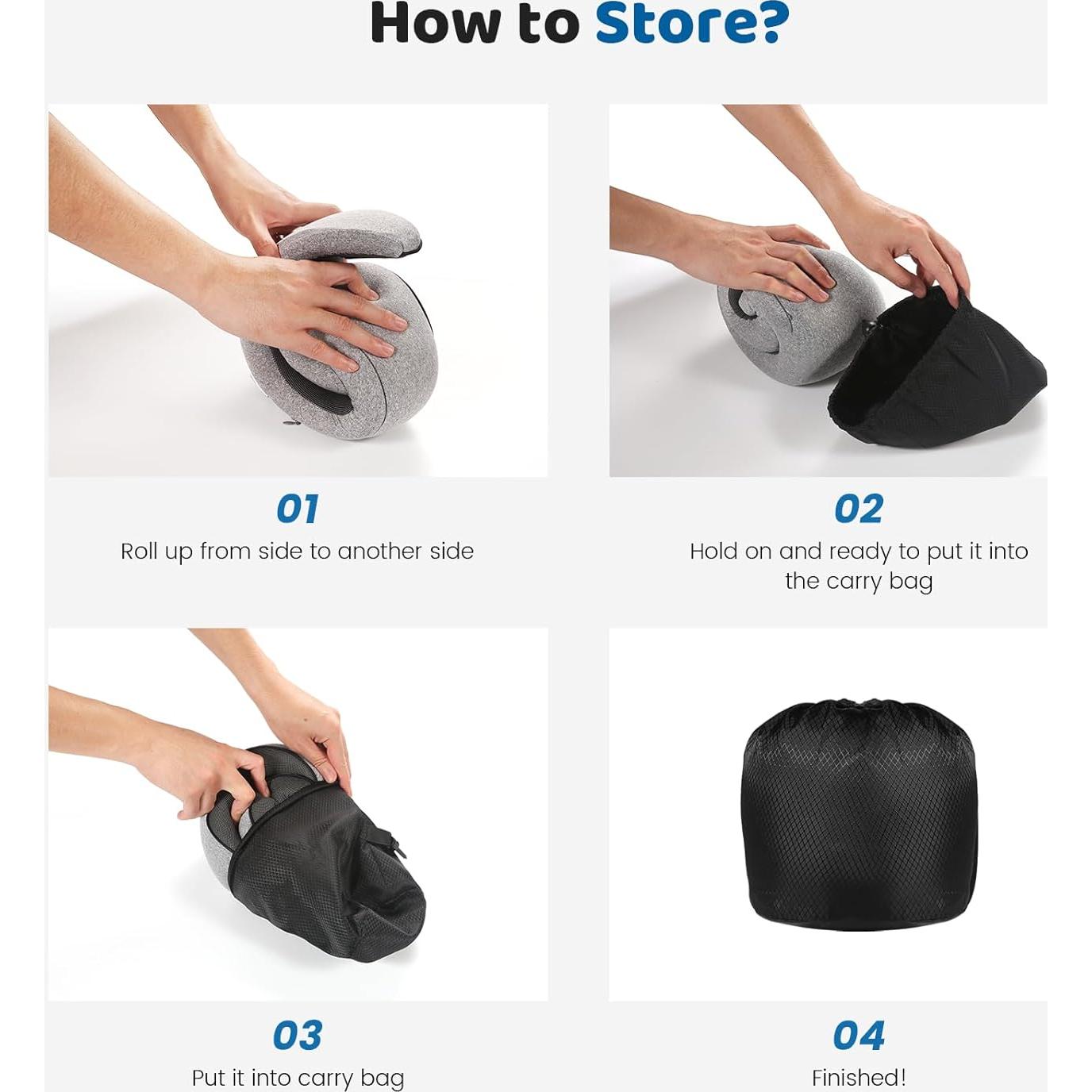 Almohada de Cuello 4litamz Gris Pequeño Espuma de Memoria