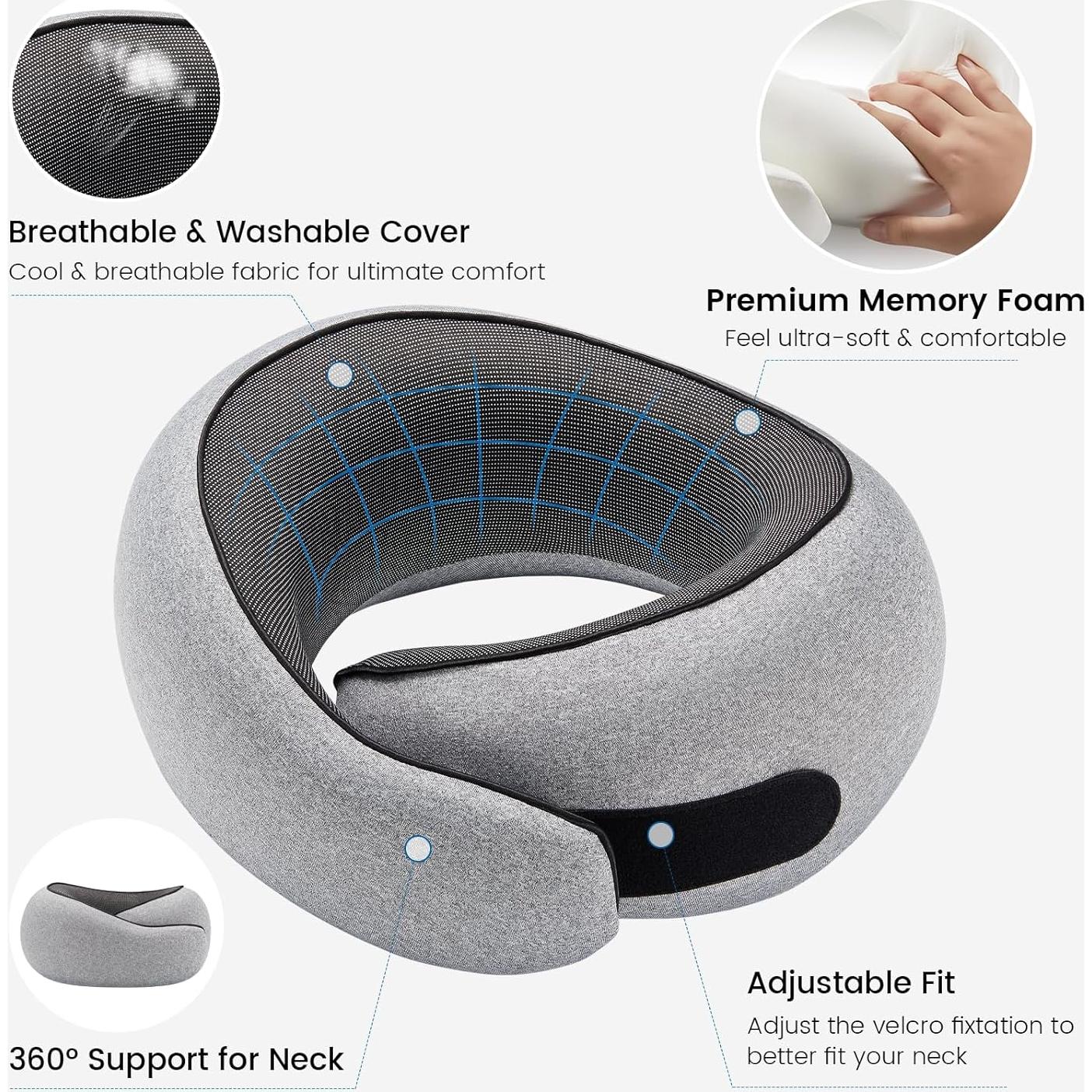 Almohada de Cuello 4litamz Gris Pequeño Espuma de Memoria