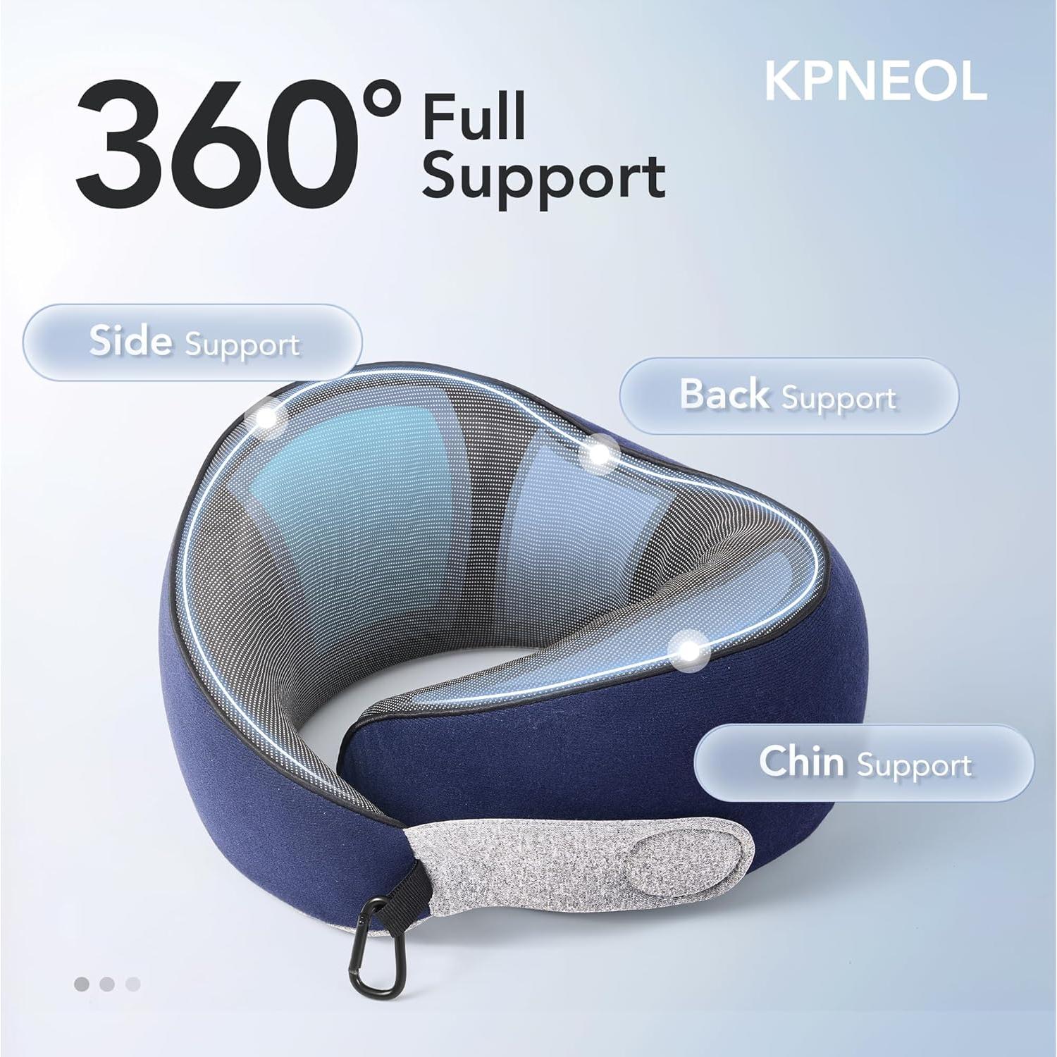 Almohada de Viaje KPNEOL PL008 Espuma de Memoria Ajustable