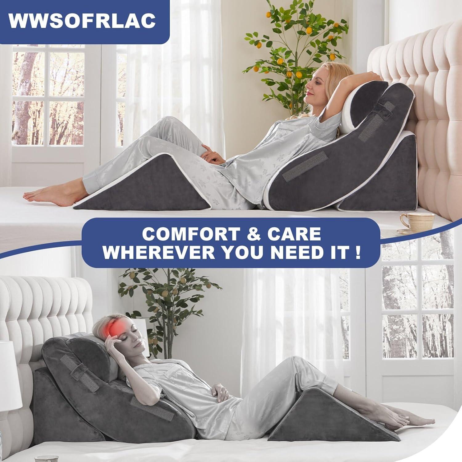 Juego de 4 Cojines Ortopédicos en Cuña WSOFRLAC - Alivio Espalda y Cuello