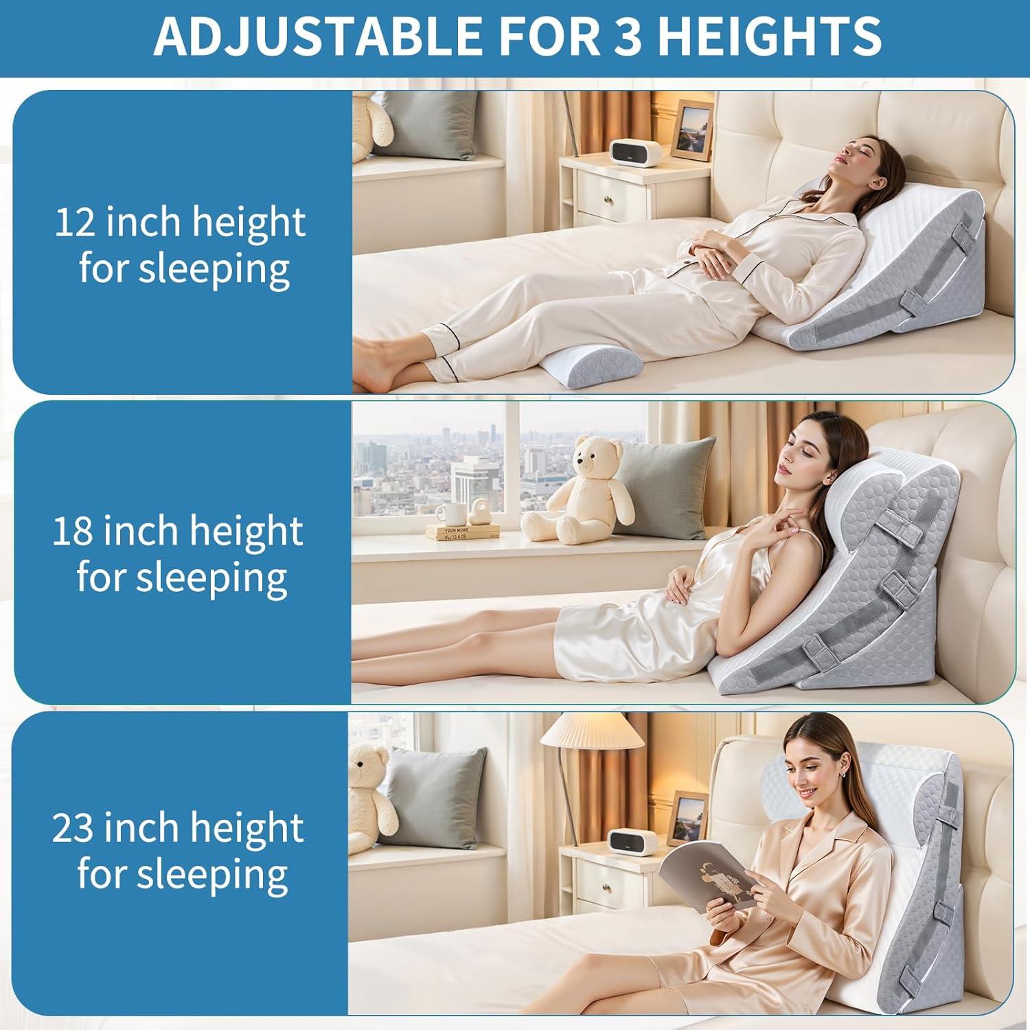 Juego de Almohadas en Cuña VRSHOAT 3 Piezas Ajustables 25-58 cm