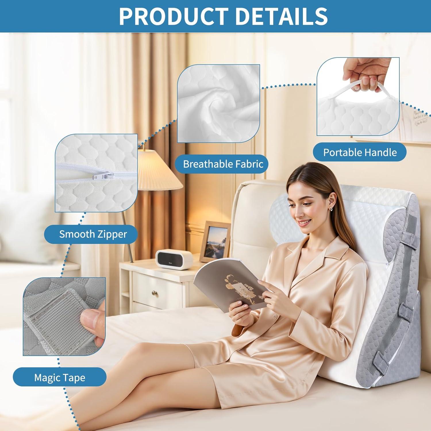 Juego de Almohadas en Cuña VRSHOAT 3 Piezas Ajustables 25-58 cm