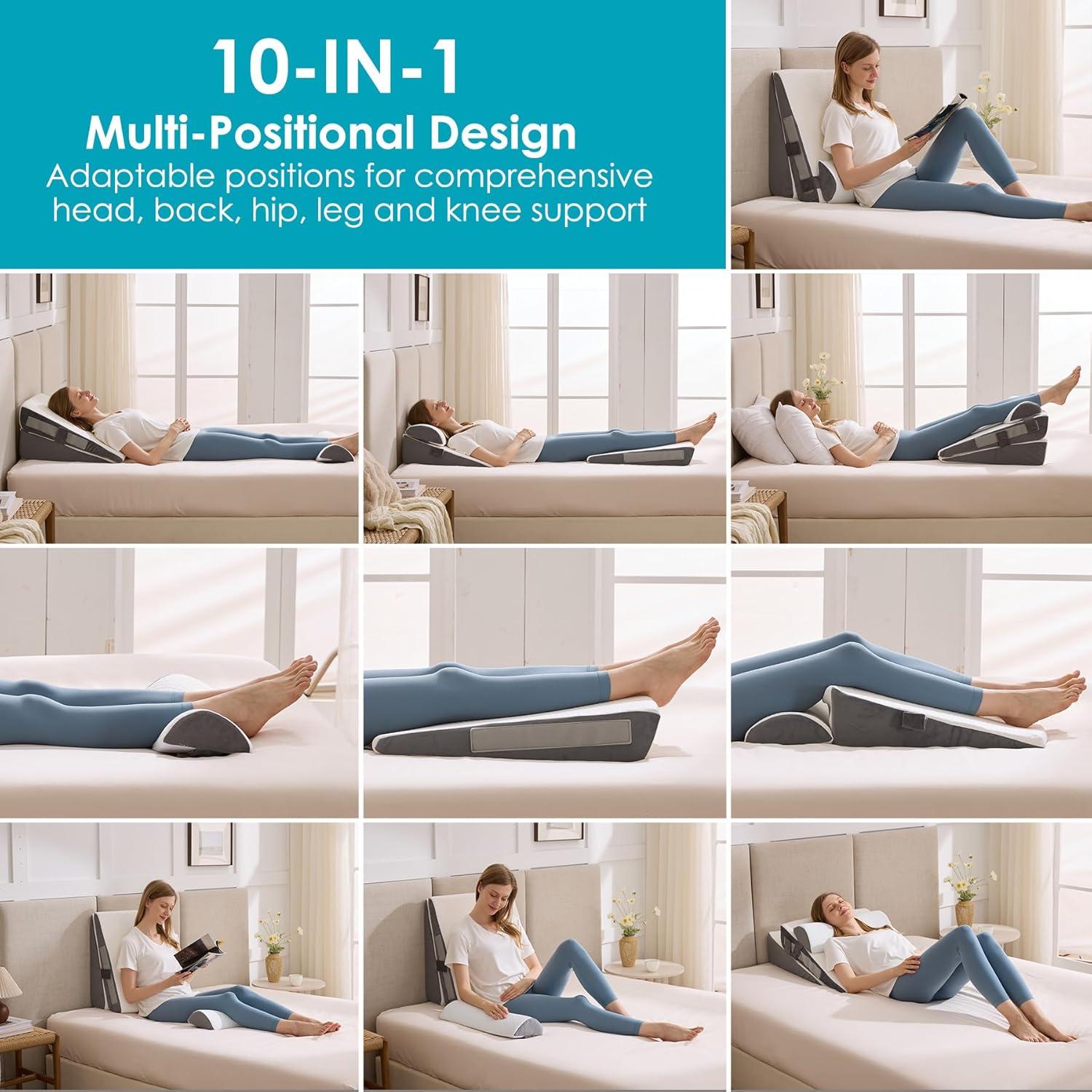 Juego de 3 Almohadas en Cuña Ajustables WGAKCED - Alivio Reflujo