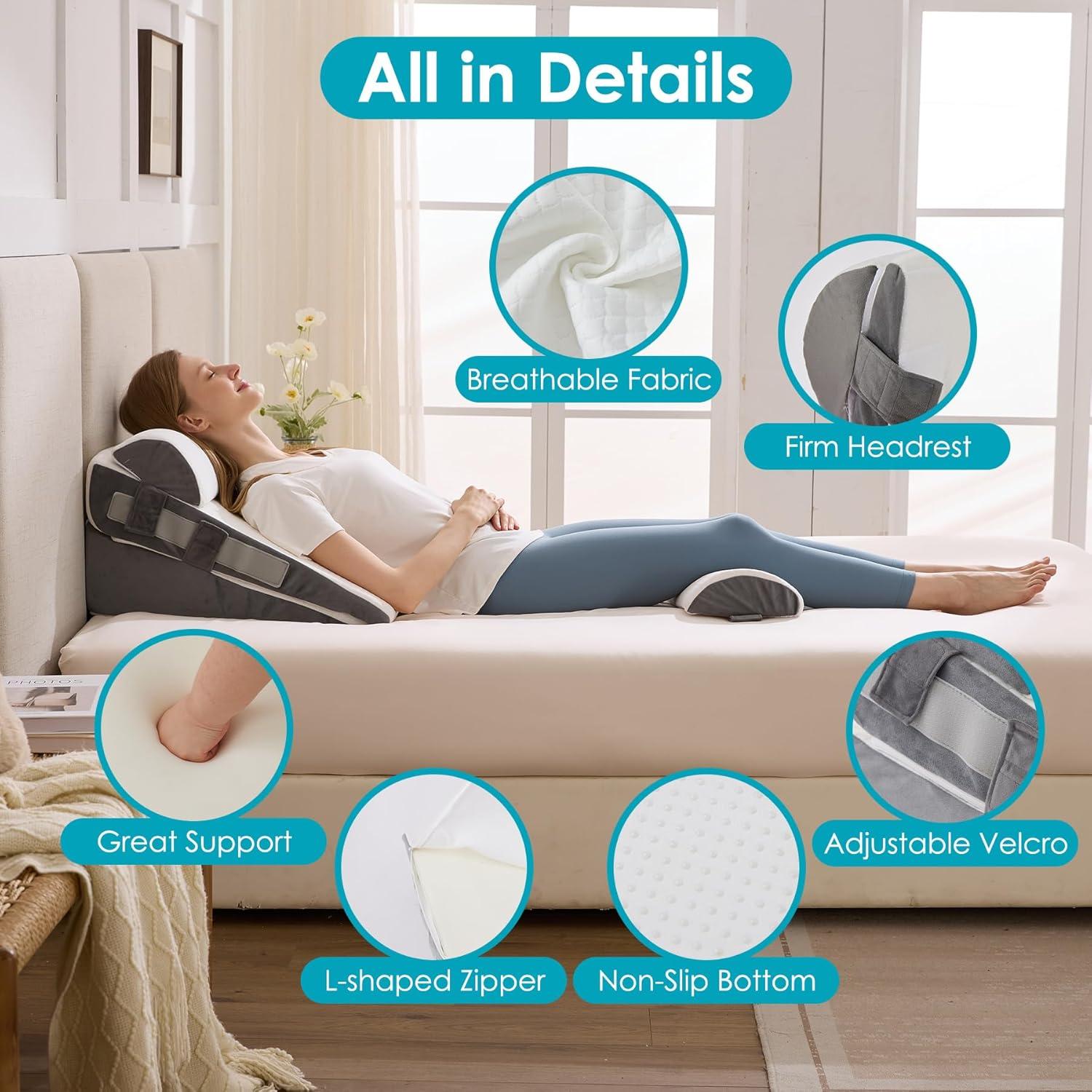 Juego de 3 Almohadas en Cuña Ajustables WGAKCED - Alivio Reflujo