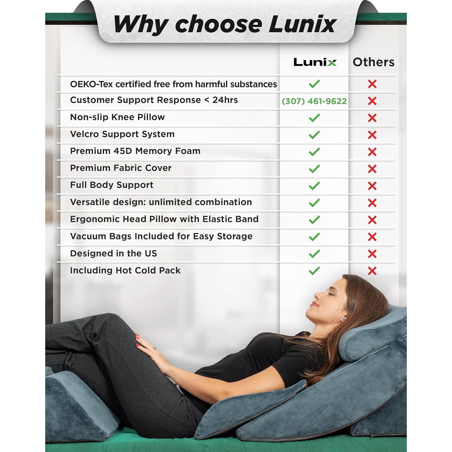 Conjunto de 6 almohadas ortopédicas Lunix LX13, espuma viscoelástica