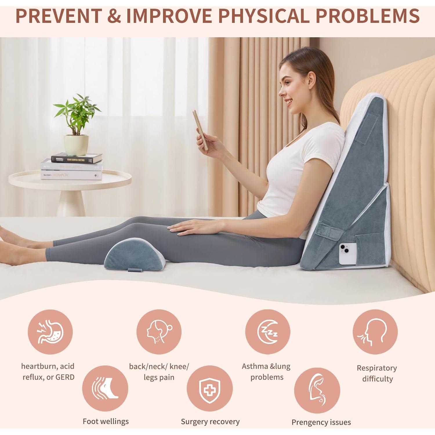 Juego de Almohadas en Cuña Ajustable VMFKPNR 3 Piezas 22.86-30.48 cm