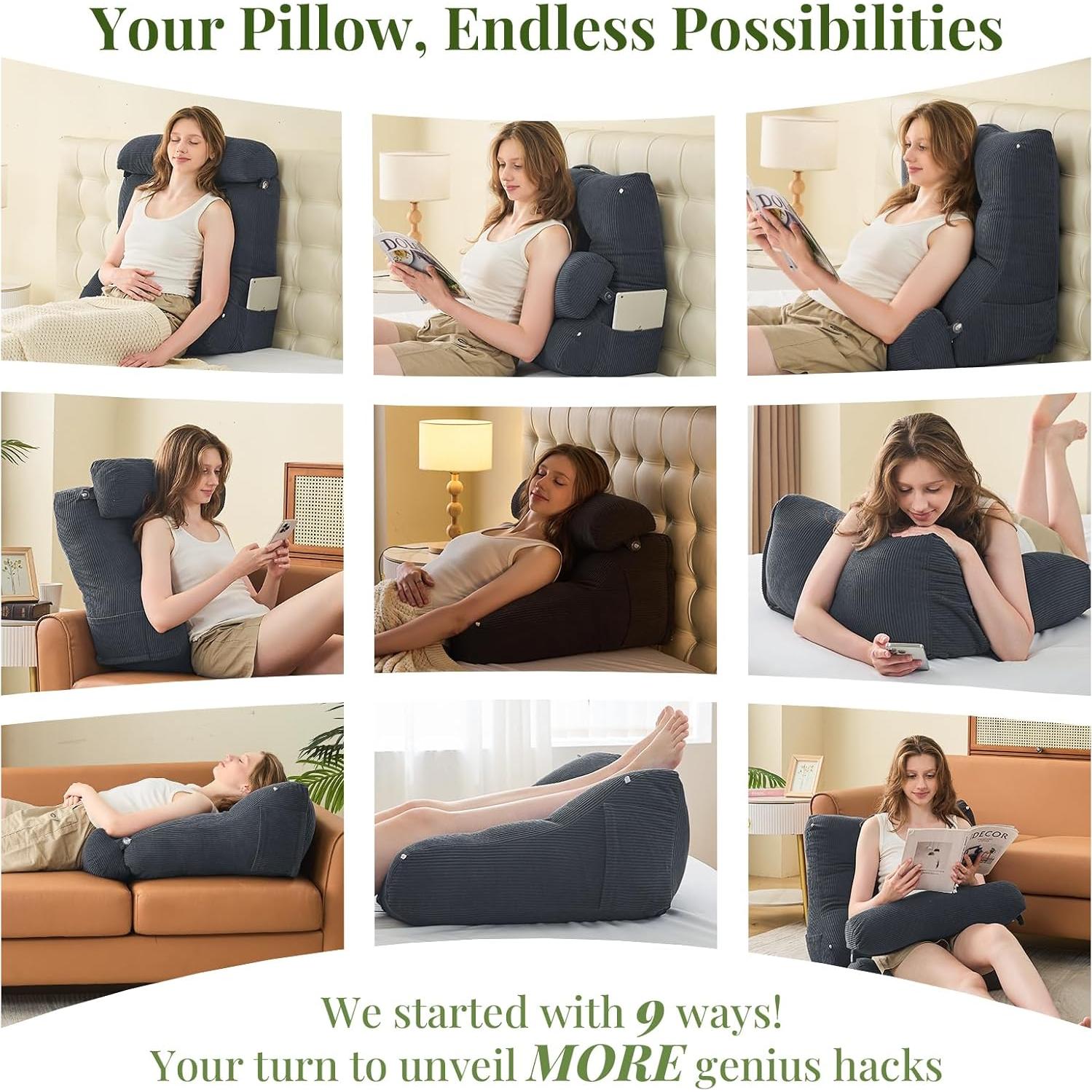 Almohada en Cuña Sasttie 2PCS Ergonomica para Leer y Dormir