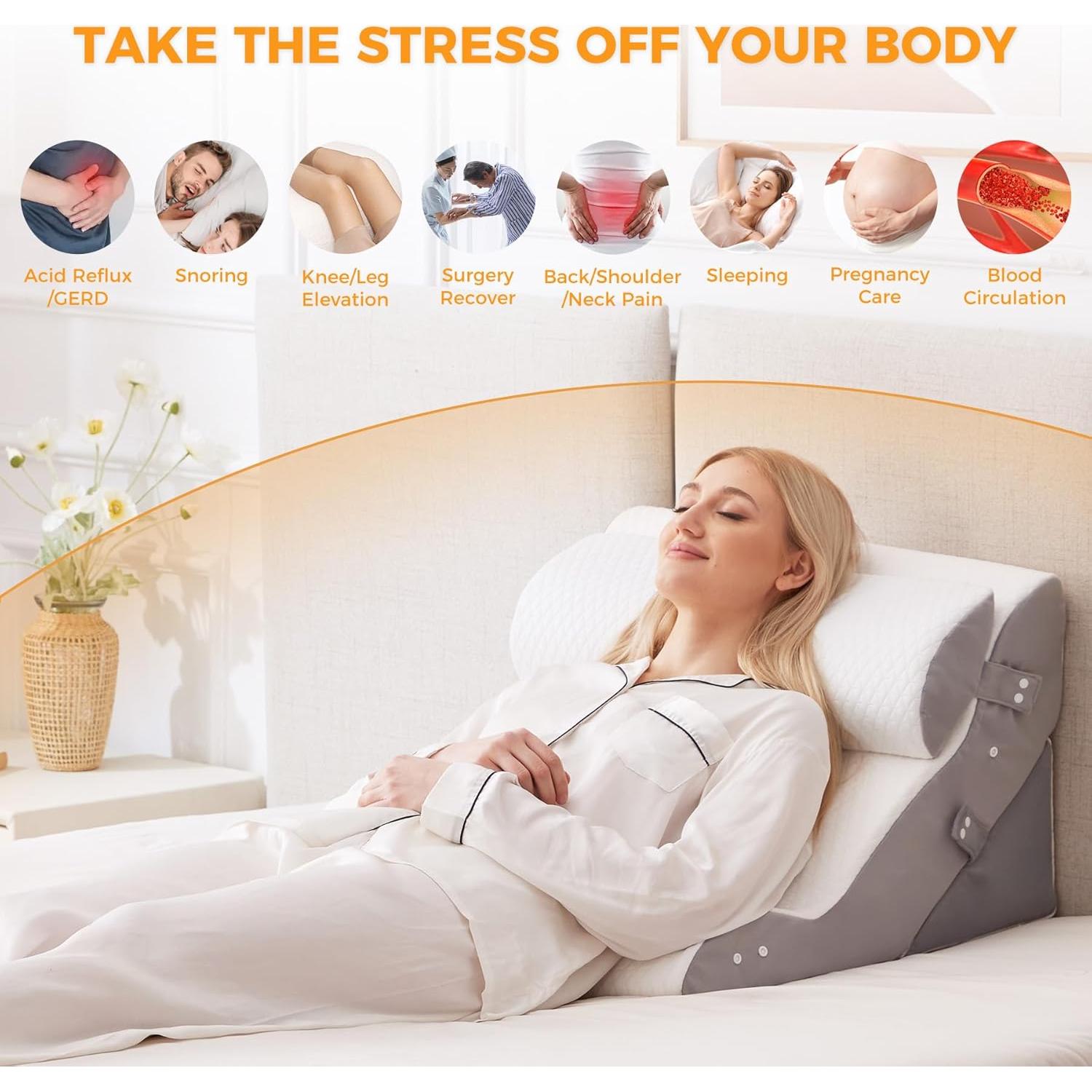 Juego de Almohadas en Cuña Ajustable 3 Piezas Ruqmuis