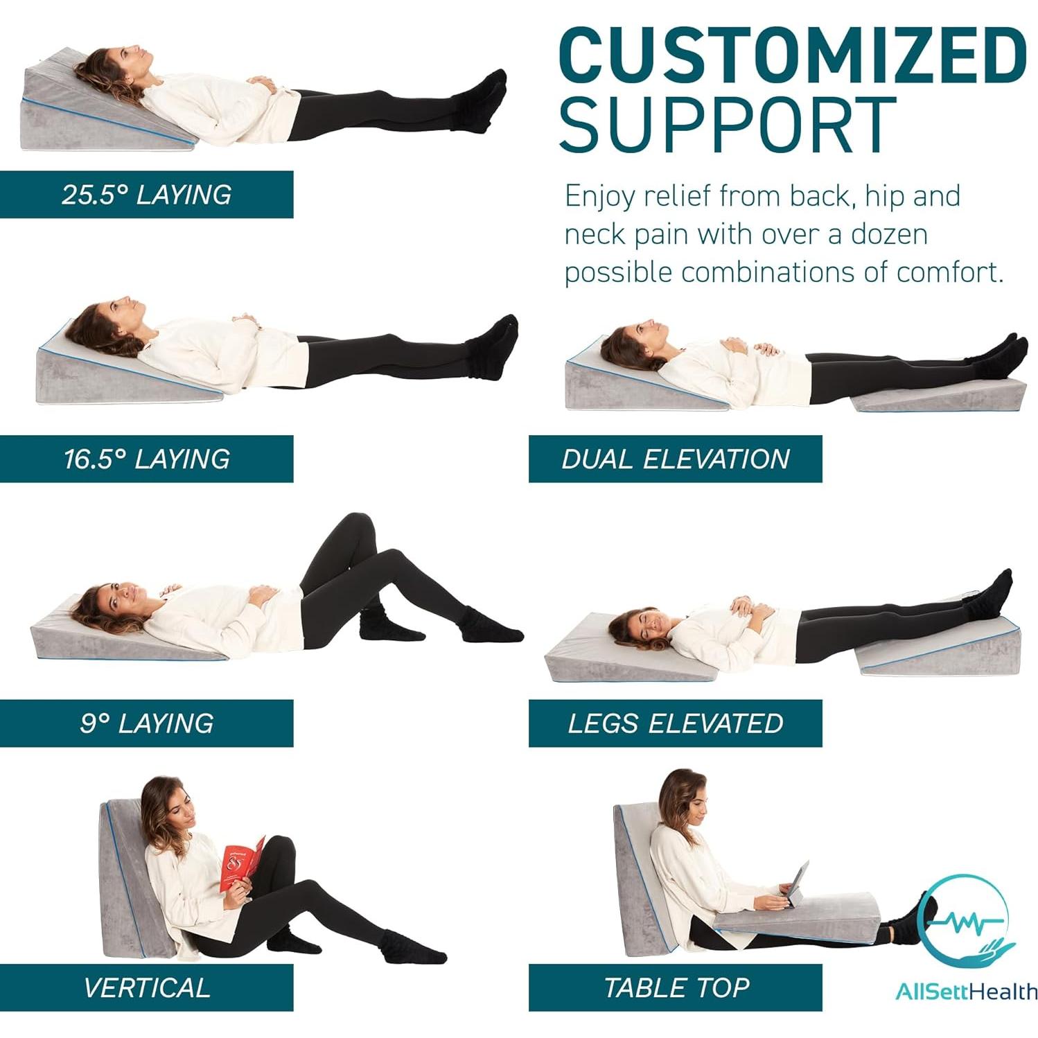 Cojín en Cuña Ajustable AllSett Health - Espuma Viscoelástica 3 en 1