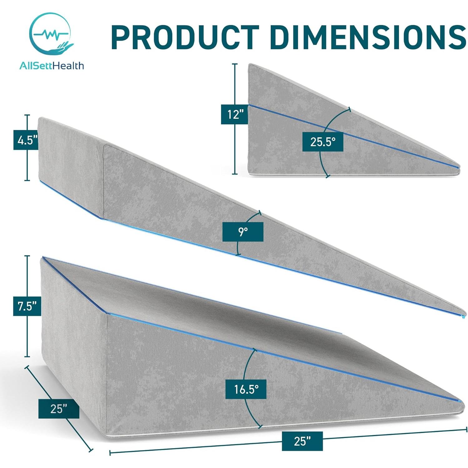 Cojín en Cuña Ajustable AllSett Health - Espuma Viscoelástica 3 en 1