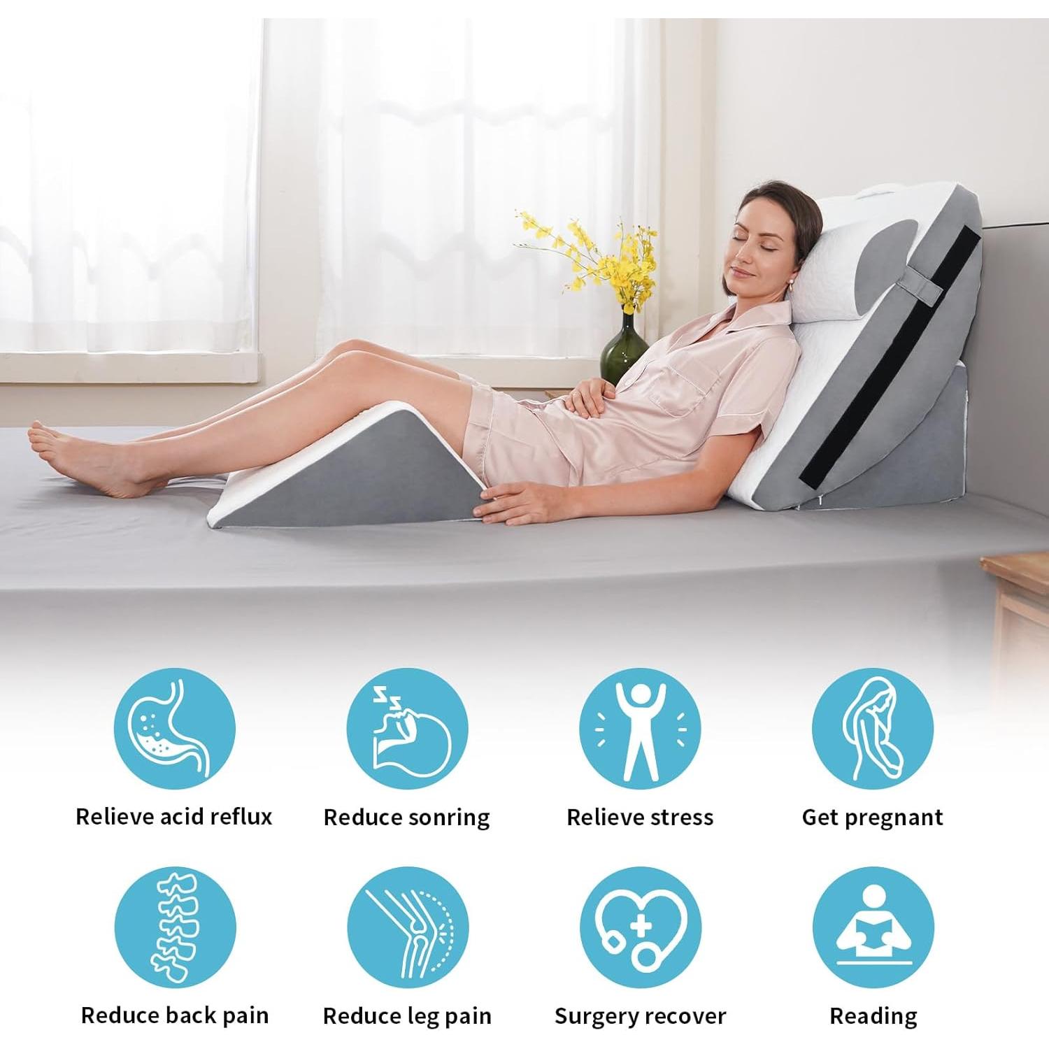 Juego de 4 Almohadas en Cuña Ortopédicas Maigaoukus para Alivio