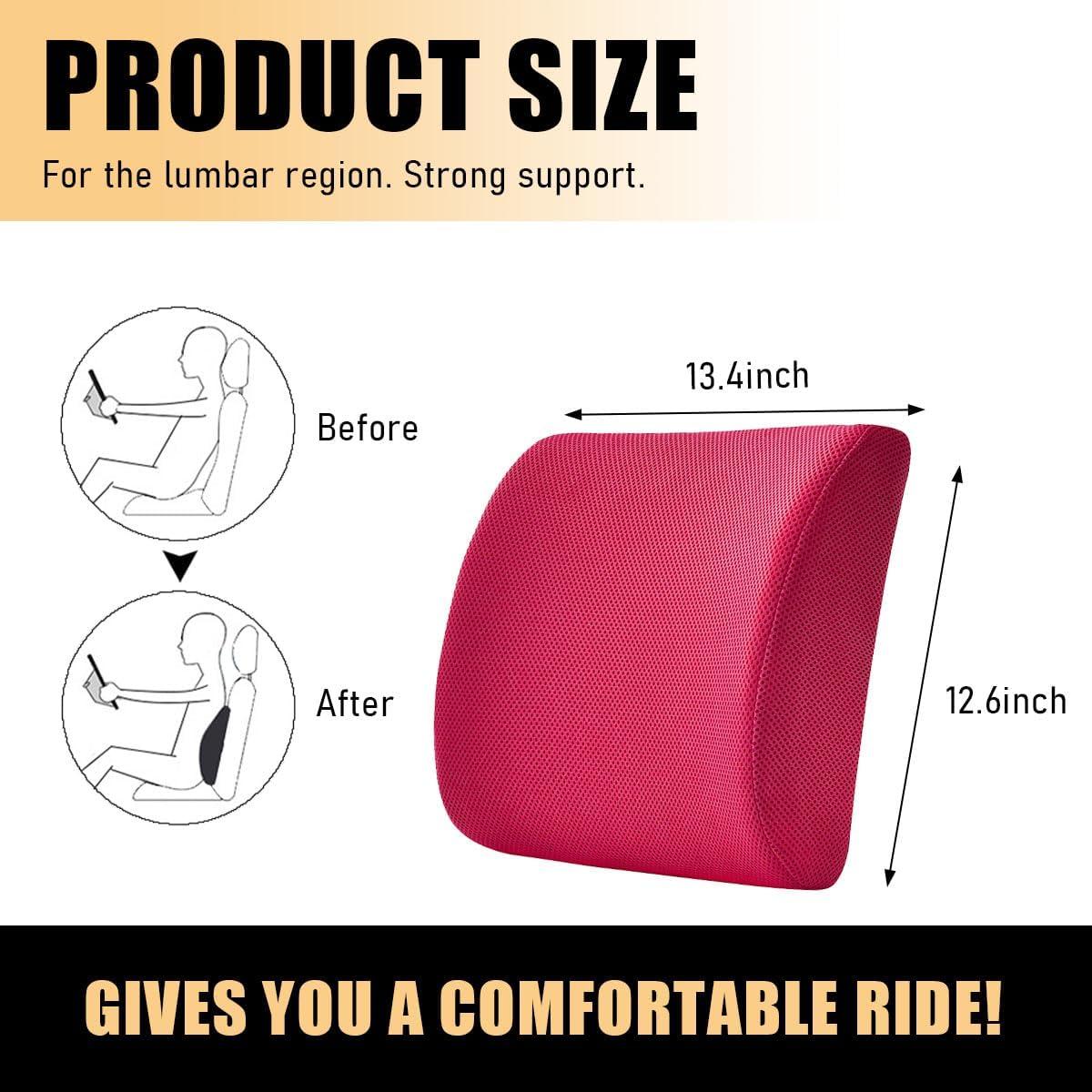 Cojín de Soporte Lumbar Gasedin Espuma Viscoelástica Rojo Rosa