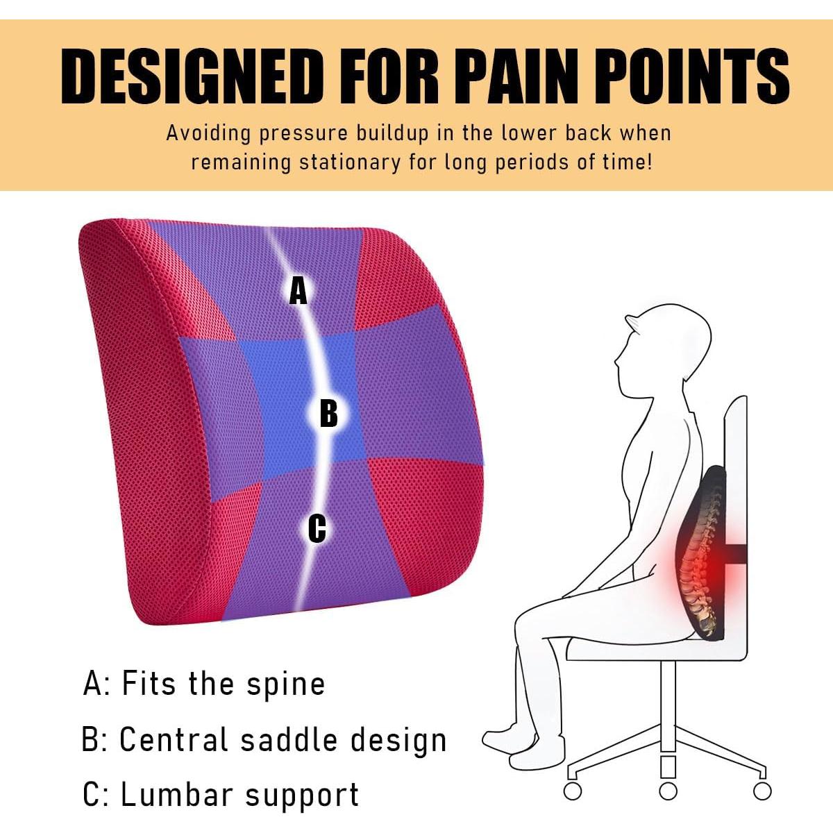 Cojín de Soporte Lumbar Gasedin Espuma Viscoelástica Rojo Rosa