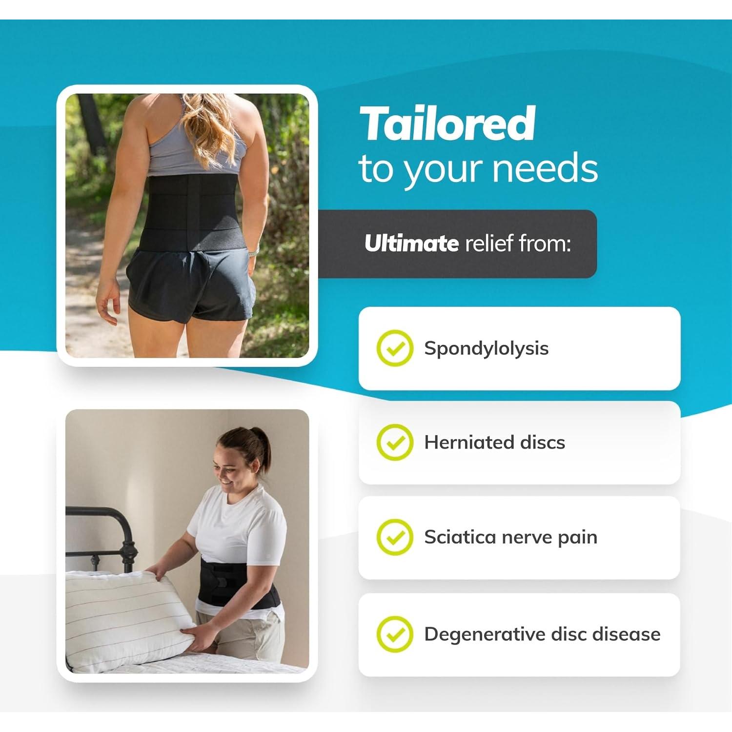 Faja Elástica Soporte Lumbar BraceAbility - Alivio Dolor Espalda Baja (L)