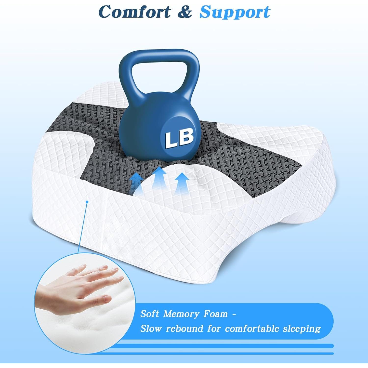 Almohada Ergonómica EliteGuard con Agujero para Brazo - Gris