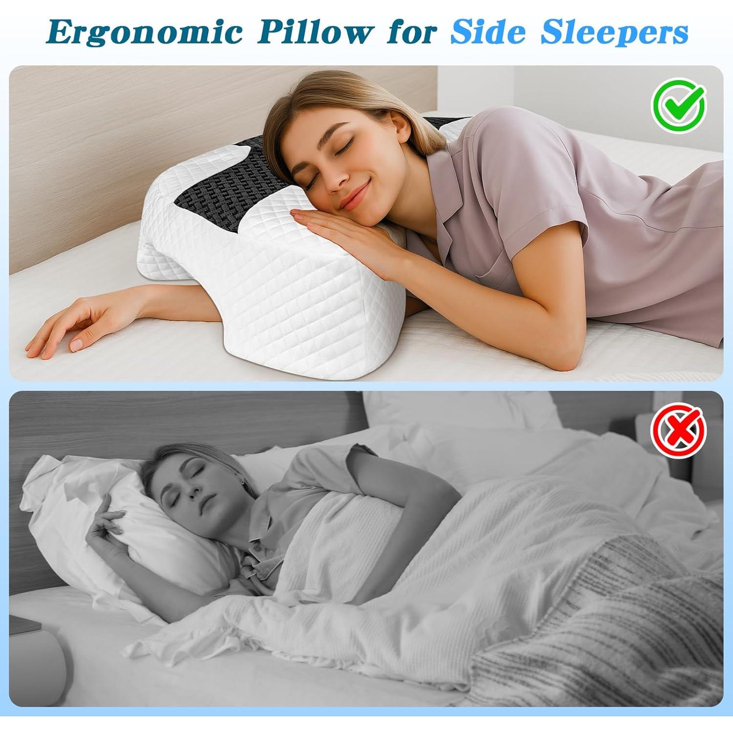 Almohada Ergonómica EliteGuard con Agujero para Brazo - Gris