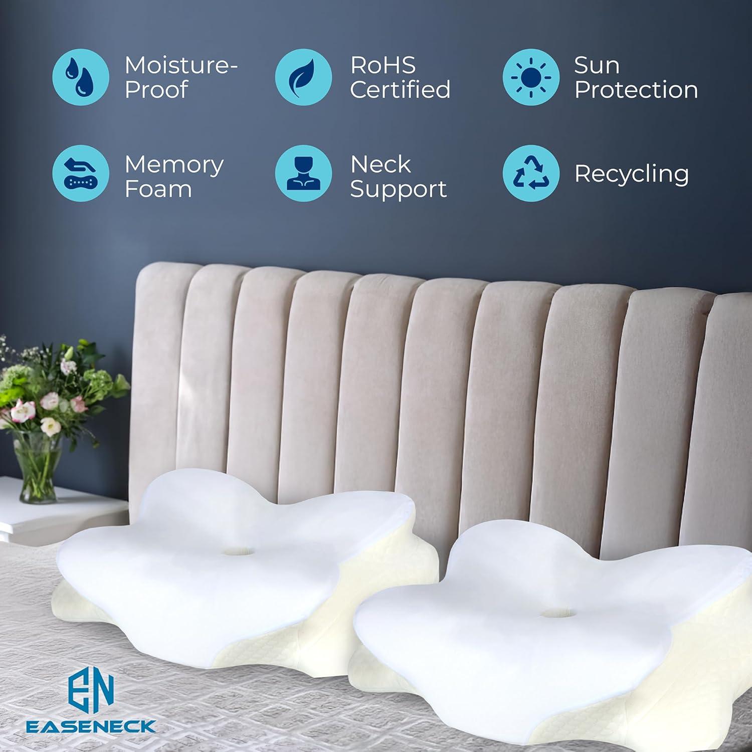 Almohada Cervical EaseNeck Ergonómica con Funda Refrigerante