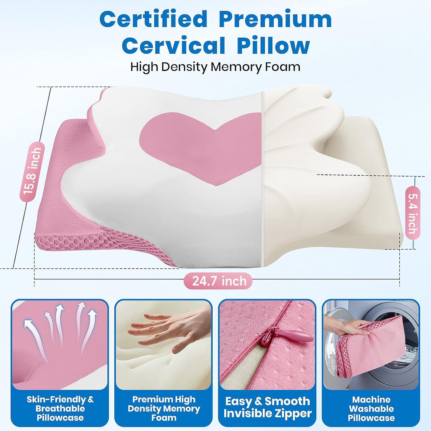Almohada Cervical Ergonómica TranquilMoments Rosa Tamaño Reina