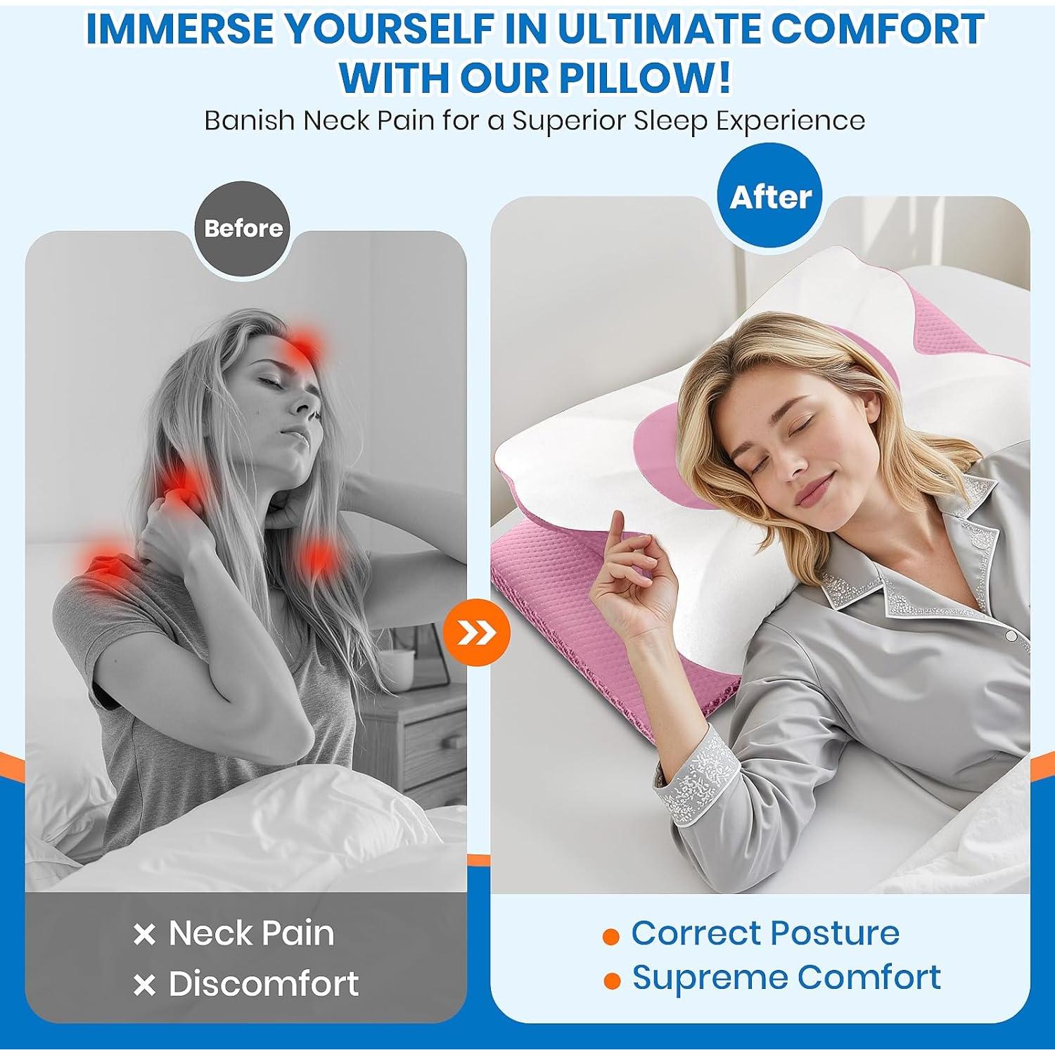 Almohada Cervical Ergonómica TranquilMoments Rosa Tamaño Reina