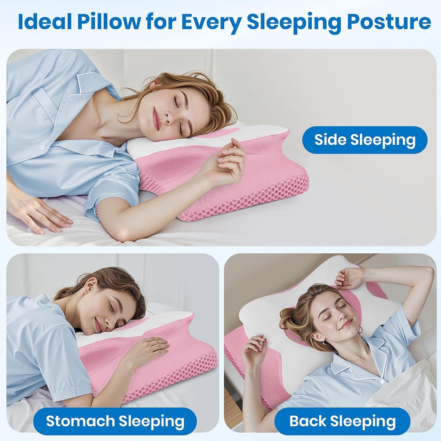 Almohada Cervical Ergonómica TranquilMoments Rosa Tamaño Reina