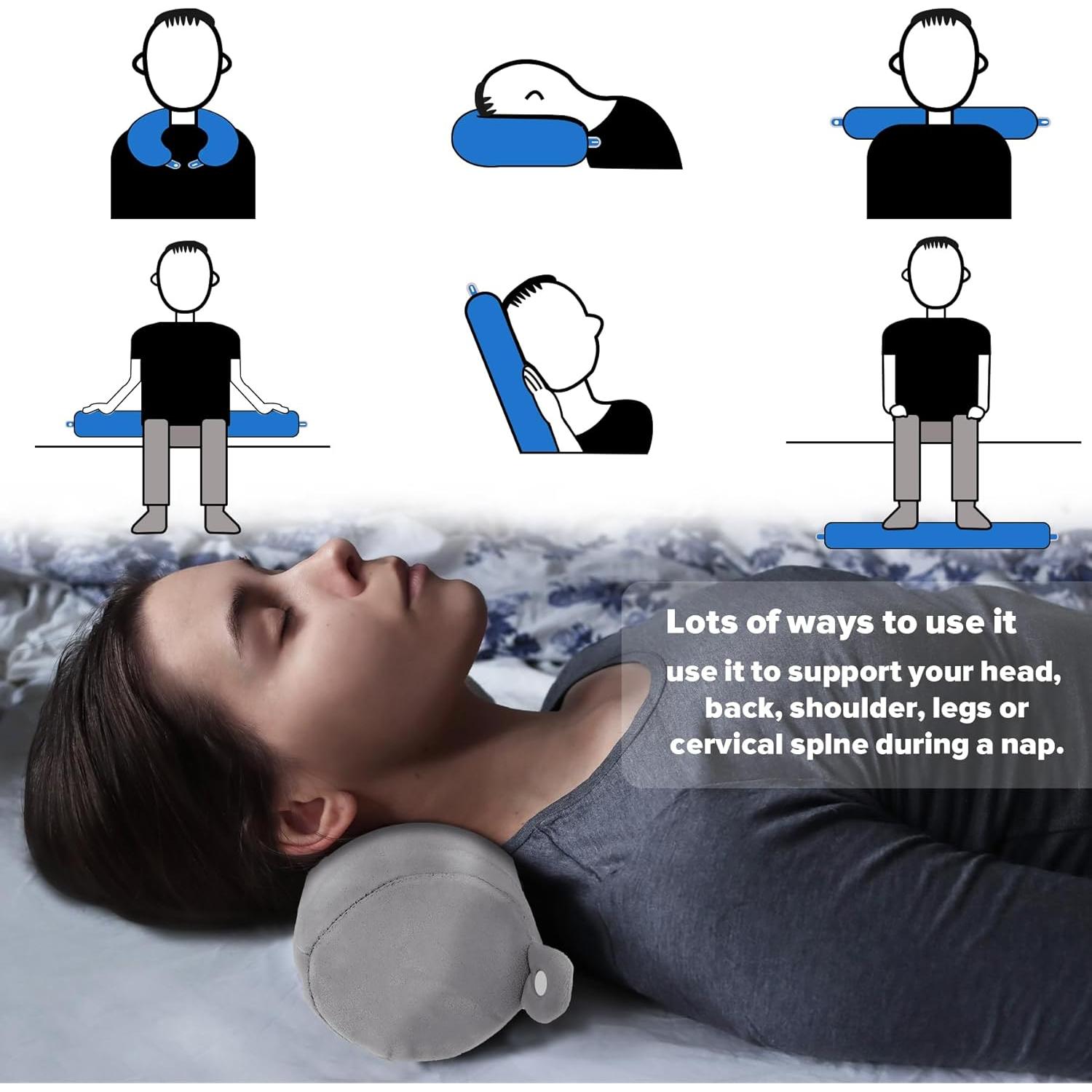 Almohada de Viaje PG6 Espuma con Memoria Ajustable Gris