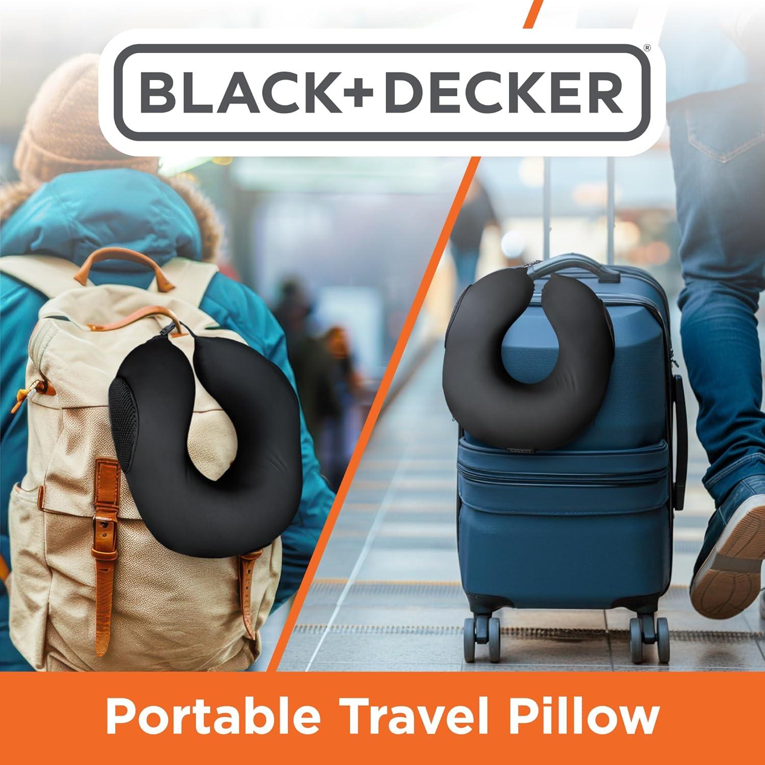 Almohada de Viaje BLACK+DECKER Espuma Viscoelástica Negra
