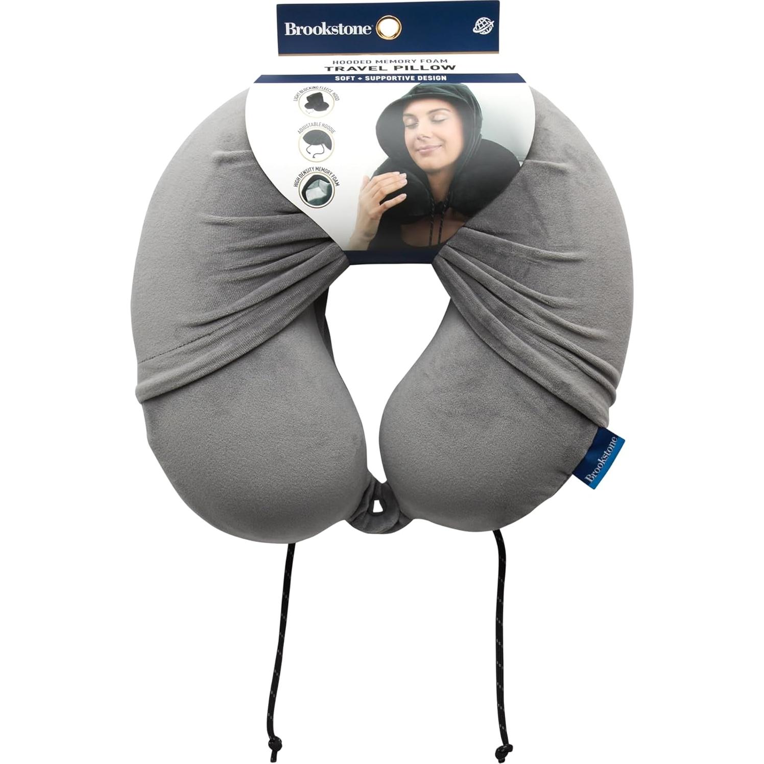 Almohada de viaje con capucha Brookstone - Espuma viscoelástica