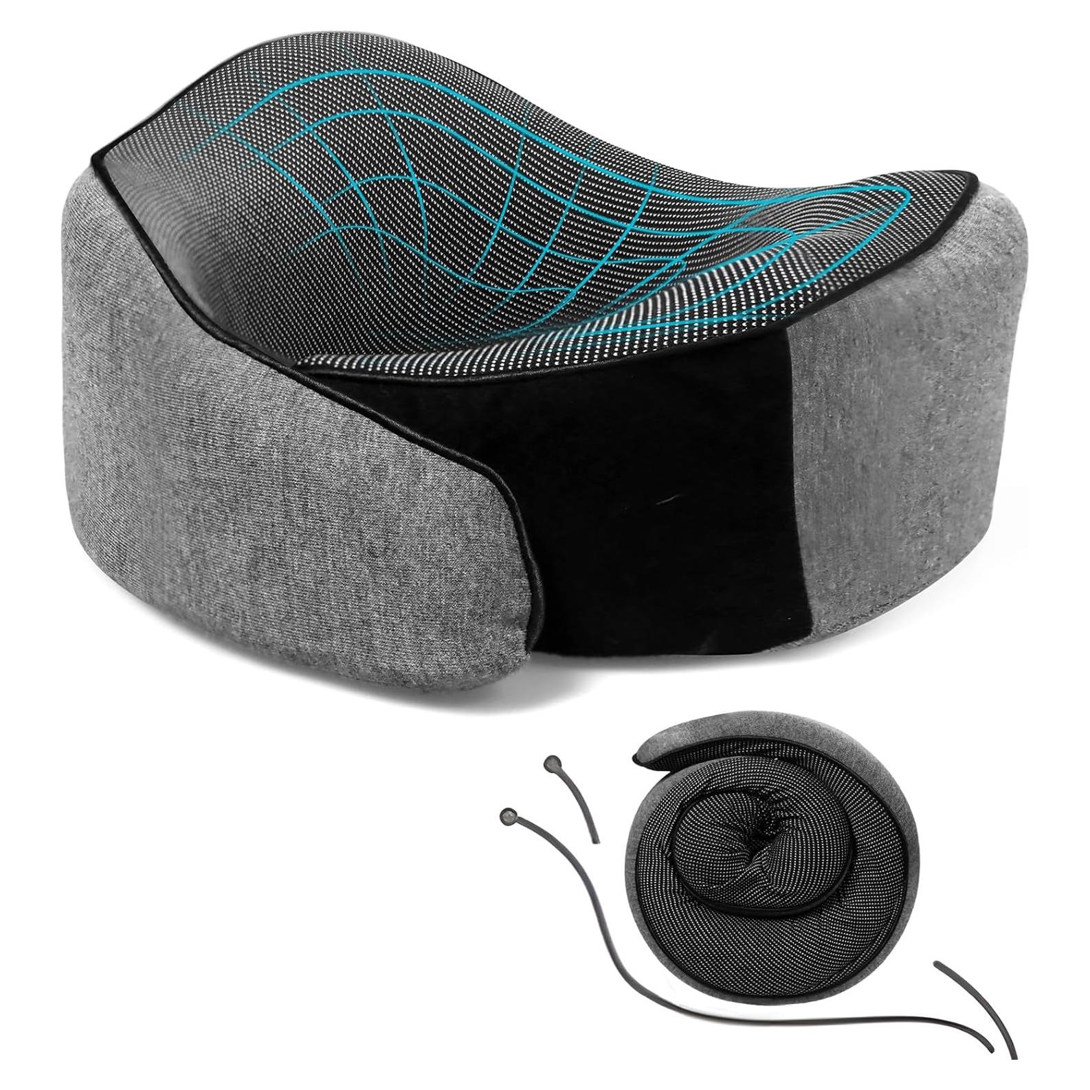 Almohada de viaje BSAFP de espuma viscoelástica gris 360°