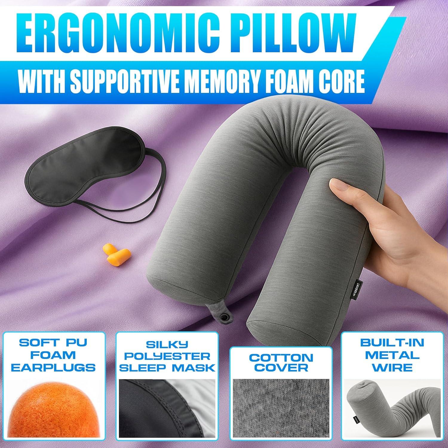 Almohada de Viaje Point2Points de Espuma de Memoria Gris